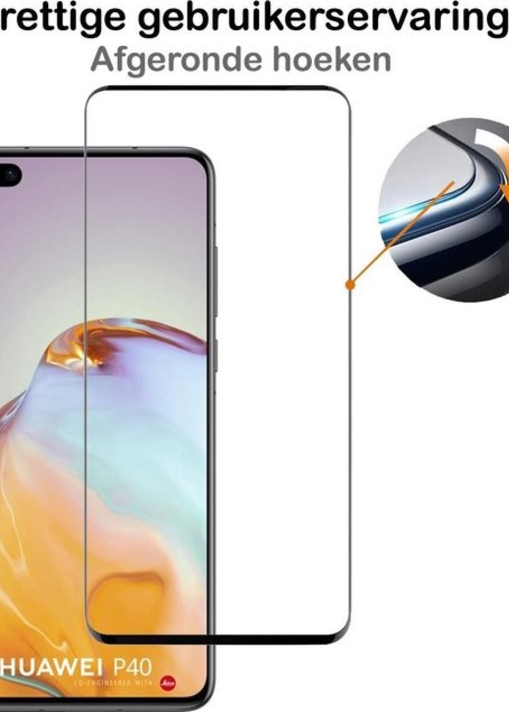 BTH Screenprotector Geschikt voor Huawei P40 Screenprotector Glas Gehard Tempered Glass Full Cover - Screenprotector Geschikt voor Huawei P40 Screen Protector Screen Cover - 2 PACK