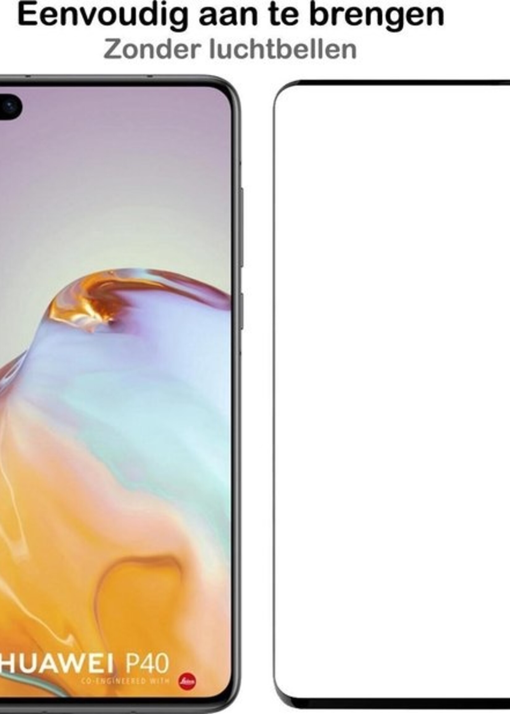 BTH Screenprotector Geschikt voor Huawei P40 Screenprotector Glas Gehard Tempered Glass Full Cover - Screenprotector Geschikt voor Huawei P40 Screen Protector Screen Cover - 2 PACK
