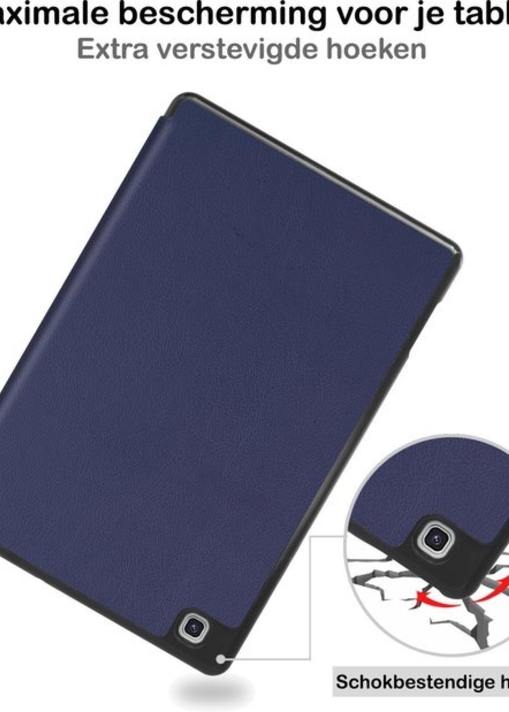 BTH Hoes Geschikt voor Samsung Galaxy Tab S6 Lite Hoes Book Case Hoesje Trifold Cover Met Uitsparing Geschikt voor S Pen - Hoesje Geschikt voor Samsung Tab S6 Lite Hoesje Bookcase - Blauw