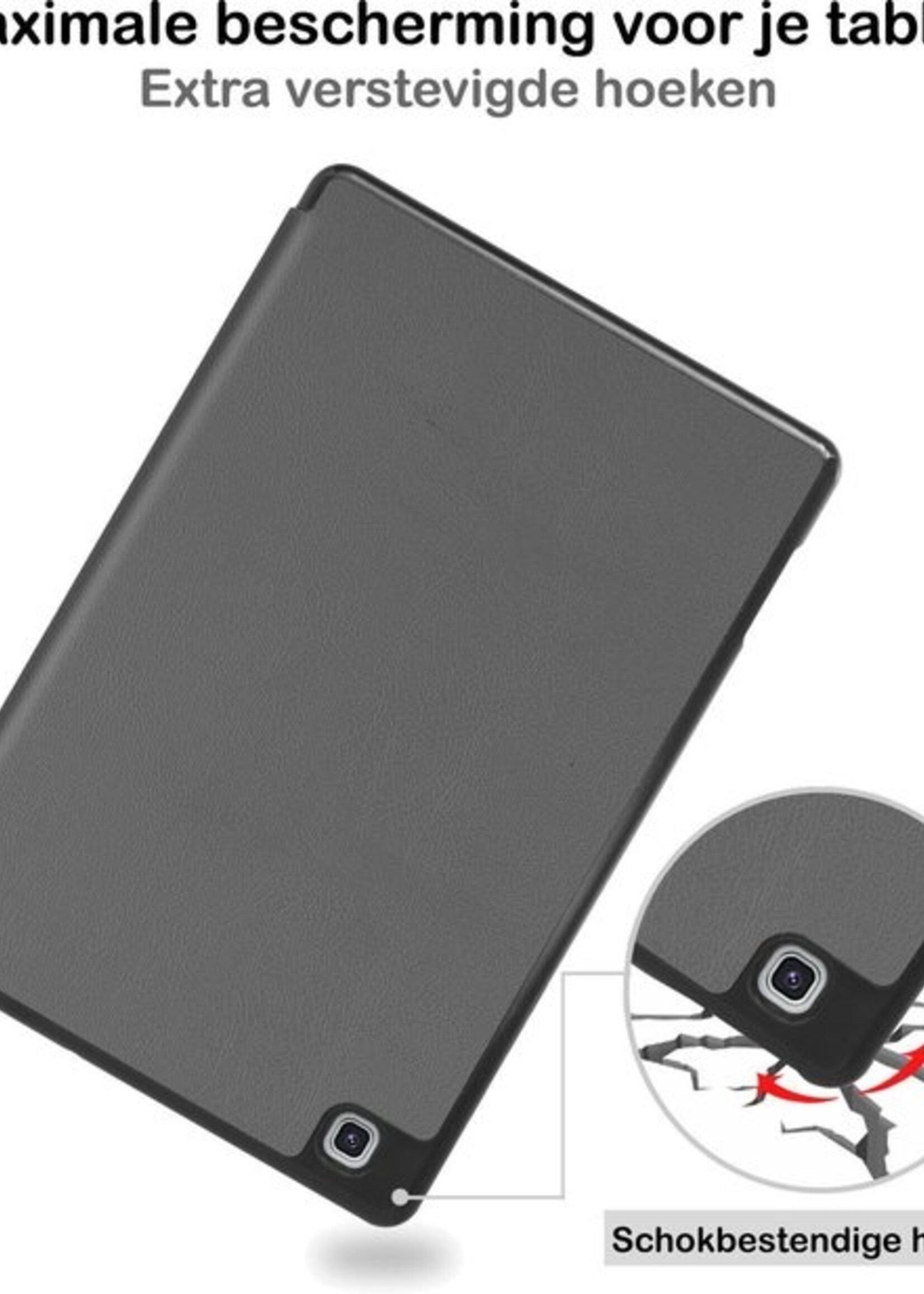 BTH Hoes Geschikt voor Samsung Galaxy Tab S6 Lite Hoes Book Case Hoesje Trifold Cover Met Uitsparing Geschikt voor S Pen - Hoesje Geschikt voor Samsung Tab S6 Lite Hoesje Bookcase - Grijs
