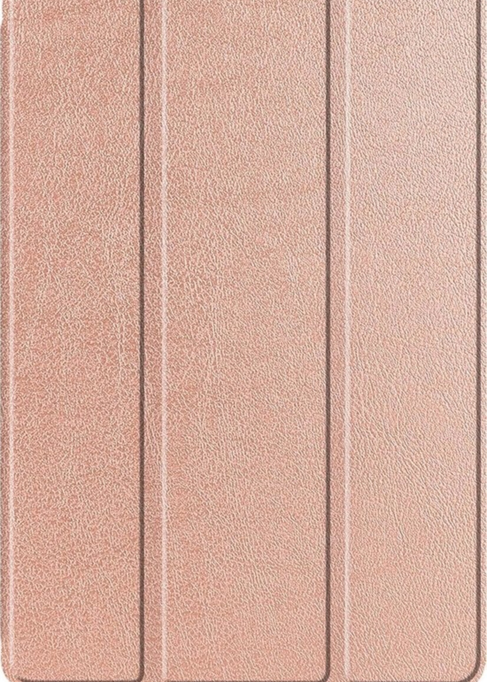 BTH Hoes Geschikt voor Samsung Galaxy Tab S6 Lite Hoes Book Case Hoesje Trifold Cover Met Uitsparing Geschikt voor S Pen - Hoesje Geschikt voor Samsung Tab S6 Lite Hoesje Bookcase - Rosé goud