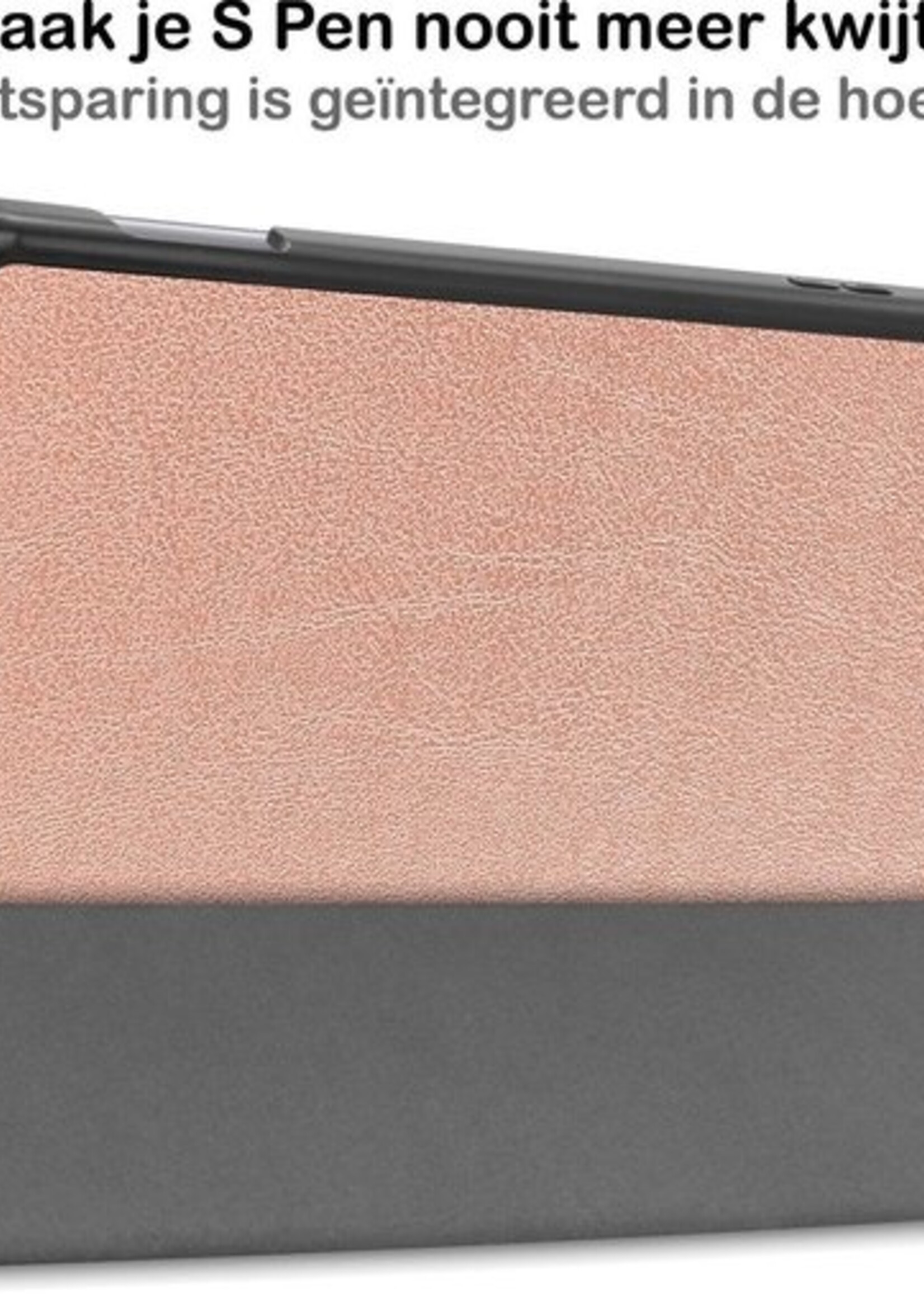 BTH Hoes Geschikt voor Samsung Galaxy Tab S6 Lite Hoes Book Case Hoesje Trifold Cover Met Uitsparing Geschikt voor S Pen - Hoesje Geschikt voor Samsung Tab S6 Lite Hoesje Bookcase - Rosé goud