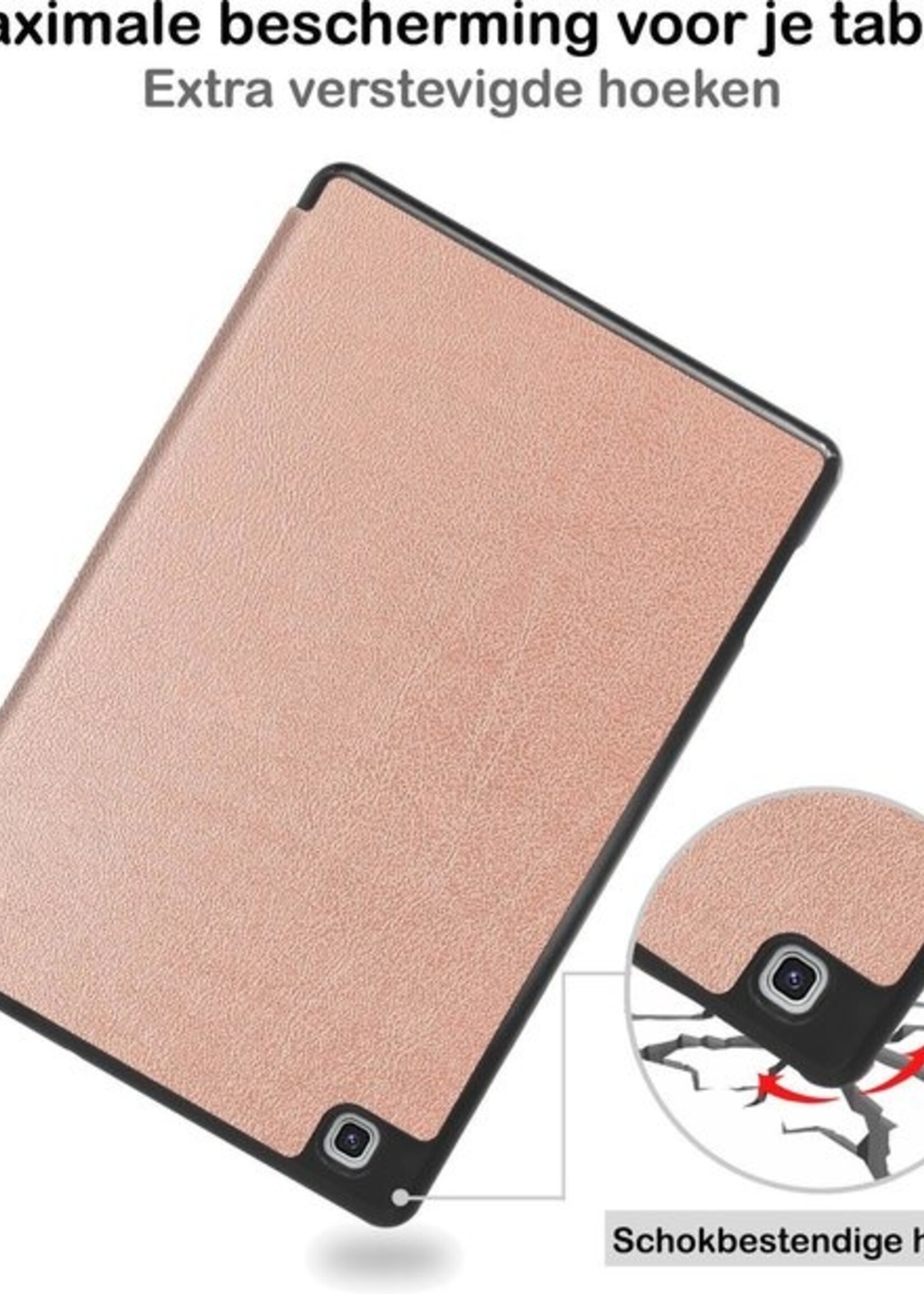 BTH Hoes Geschikt voor Samsung Galaxy Tab S6 Lite Hoes Book Case Hoesje Trifold Cover Met Uitsparing Geschikt voor S Pen - Hoesje Geschikt voor Samsung Tab S6 Lite Hoesje Bookcase - Rosé goud