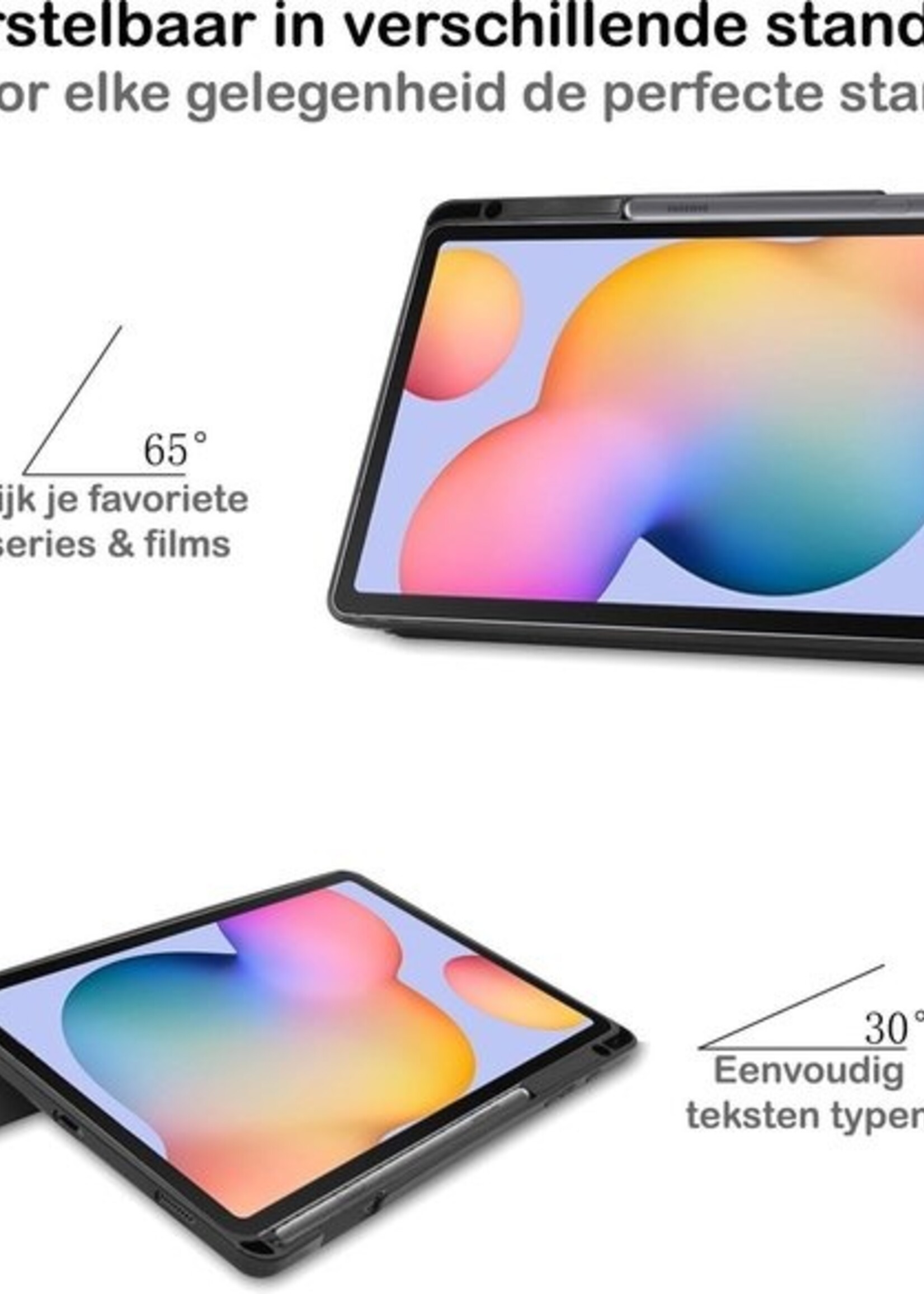 BTH Hoes Geschikt voor Samsung Galaxy Tab S6 Lite Hoes Book Case Hoesje Trifold Cover Met Uitsparing Geschikt voor S Pen - Hoesje Geschikt voor Samsung Tab S6 Lite Hoesje Bookcase - Rosé goud