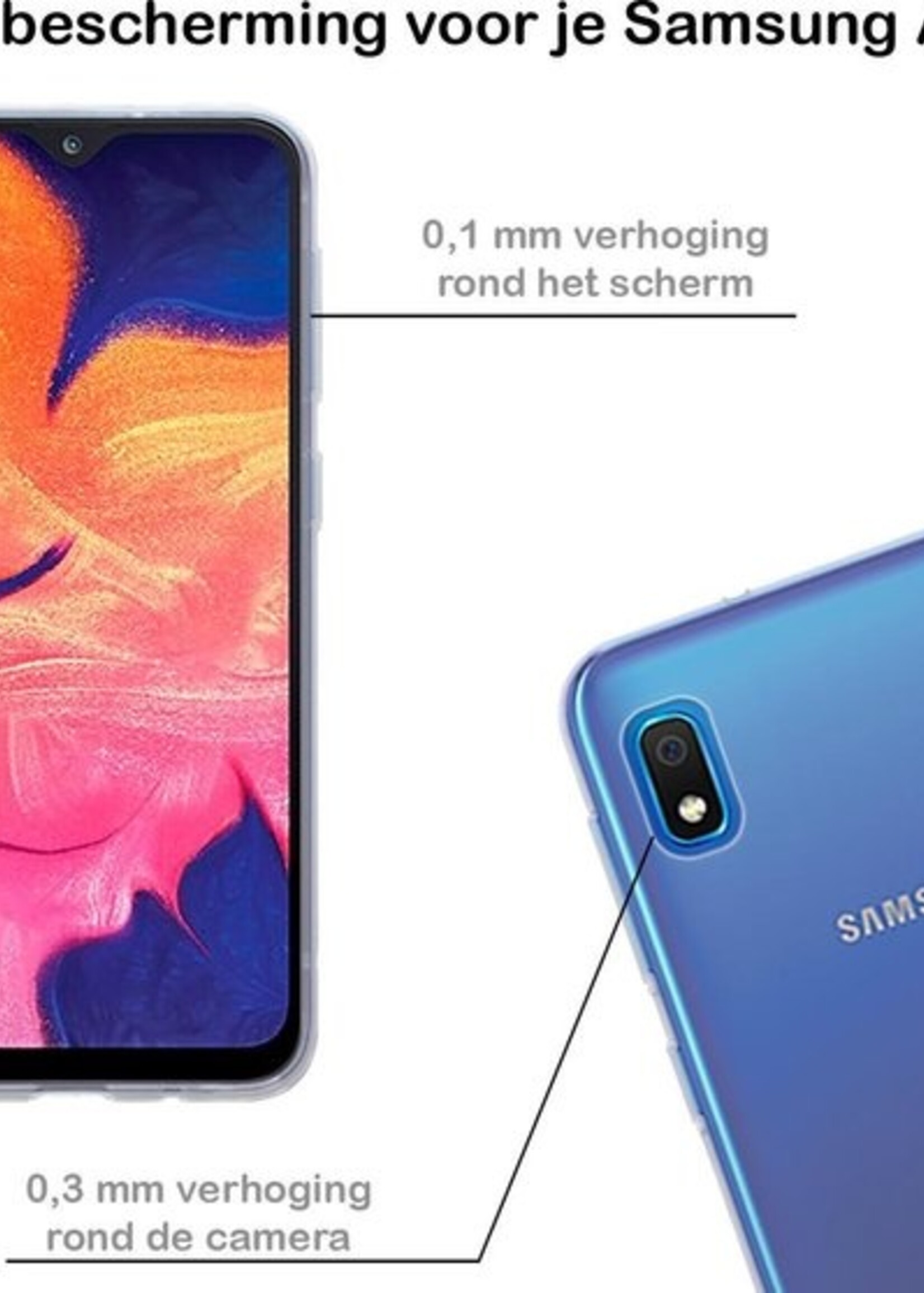 BTH Hoesje Geschikt voor Samsung A10 Hoesje Siliconen Case Hoes - Hoes Geschikt voor Samsung Galaxy A10 Hoes Cover Case - Transparant