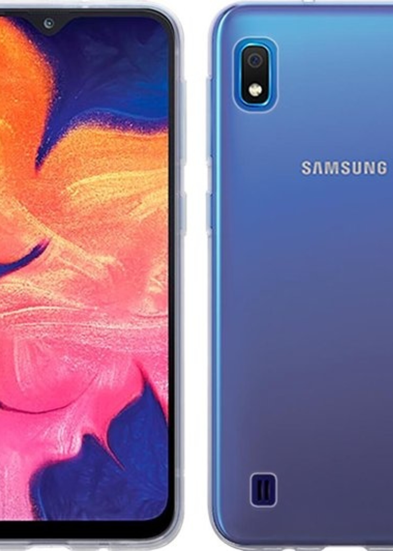 BTH Hoesje Geschikt voor Samsung A10 Hoesje Siliconen Case Hoes Met 2x Screenprotector - Hoes Geschikt voor Samsung Galaxy A10 Hoes Cover Case - Transparant