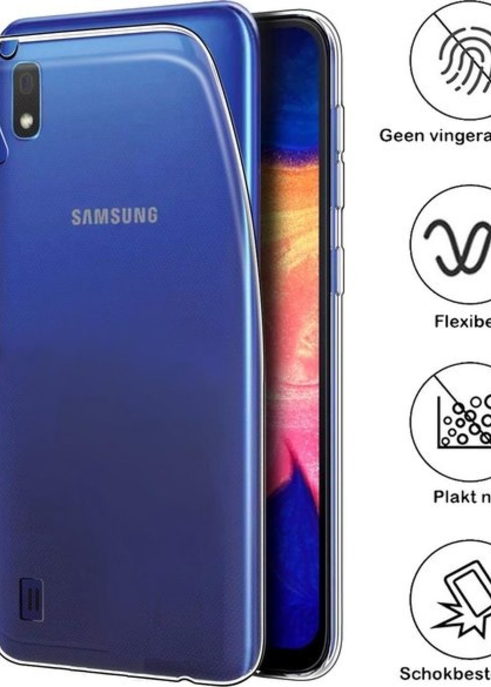 BTH Hoesje Geschikt voor Samsung M10/A10 Hoesje Siliconen Case Hoes - Hoes Geschikt voor Samsung Galaxy M10/A10 Hoes Cover Case - Transparant