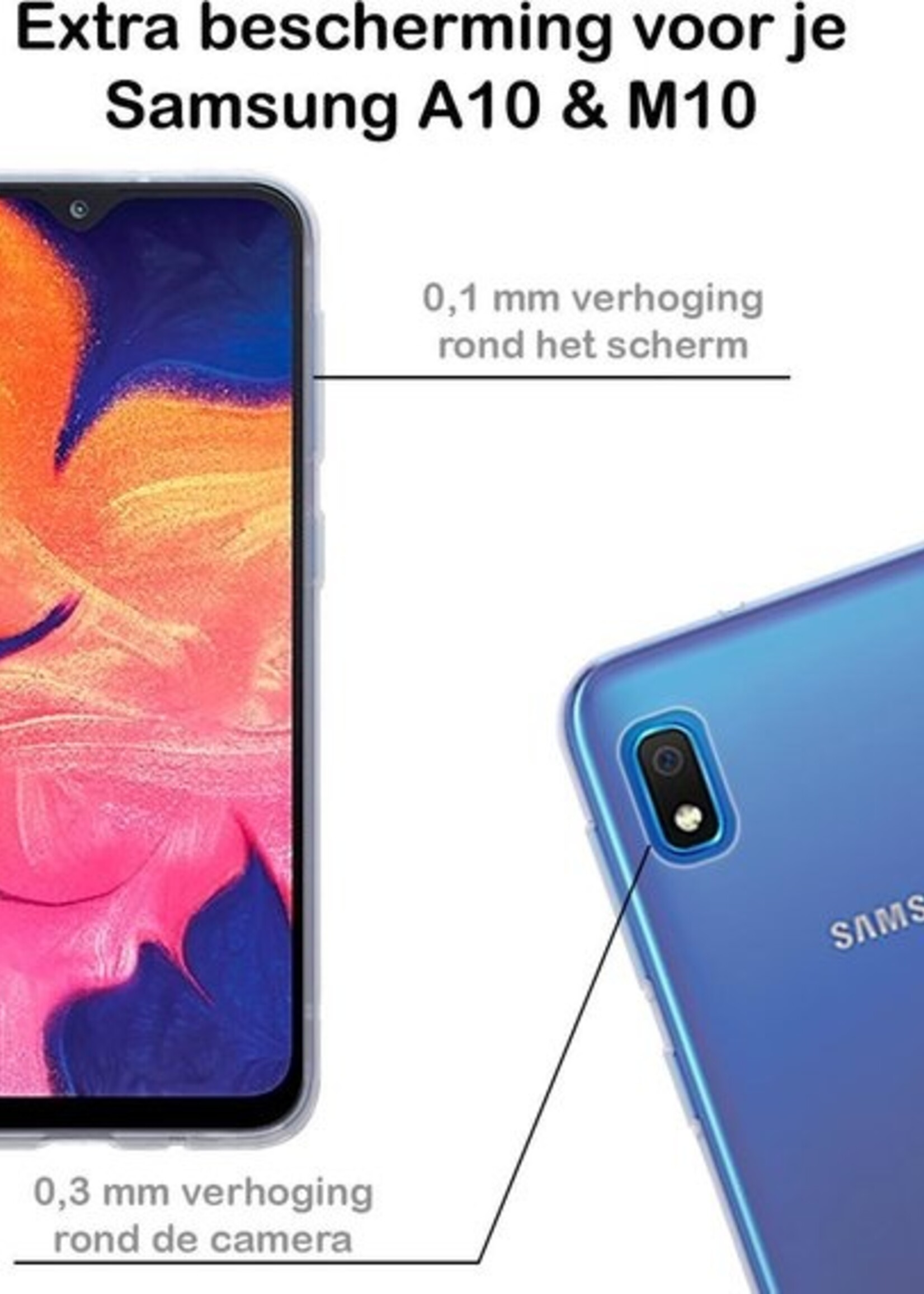 BTH Hoesje Geschikt voor Samsung M10/A10 Hoesje Siliconen Case Hoes - Hoes Geschikt voor Samsung Galaxy M10/A10 Hoes Cover Case - Transparant