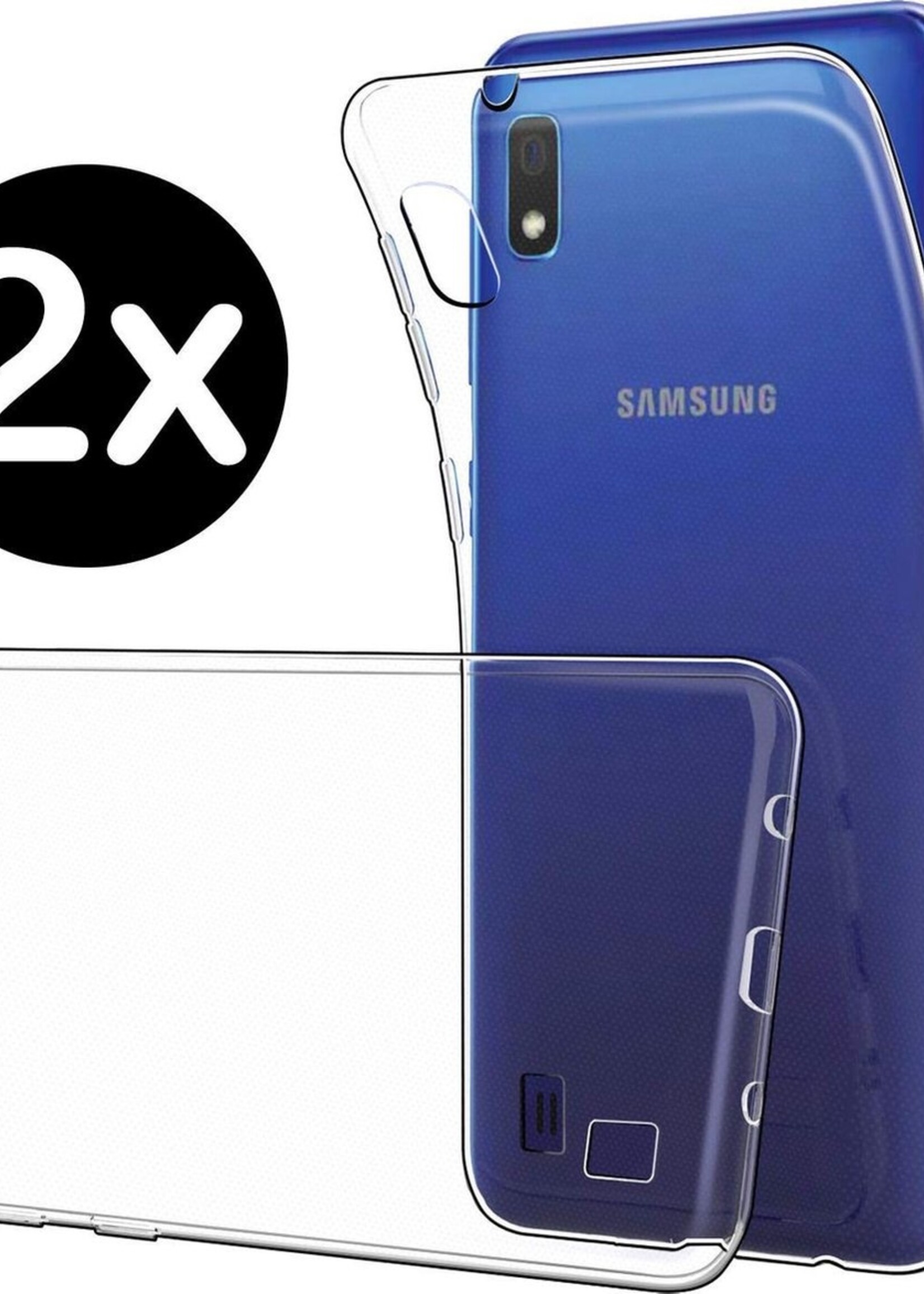 BTH Hoesje Geschikt voor Samsung M10/A10 Hoesje Siliconen Case Hoes - Hoes Geschikt voor Samsung Galaxy M10/A10 Hoes Cover Case - Transparant - 2 PACK