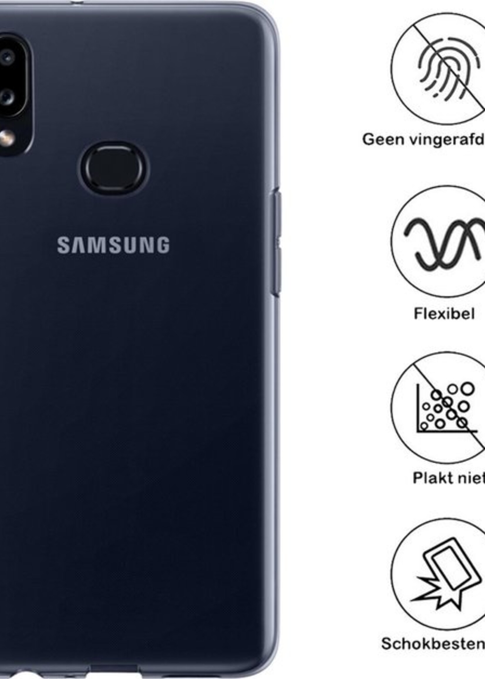 BTH Hoesje Geschikt voor Samsung A10s Hoesje Siliconen Case Hoes - Hoes Geschikt voor Samsung Galaxy A10s Hoes Cover Case - Transparant
