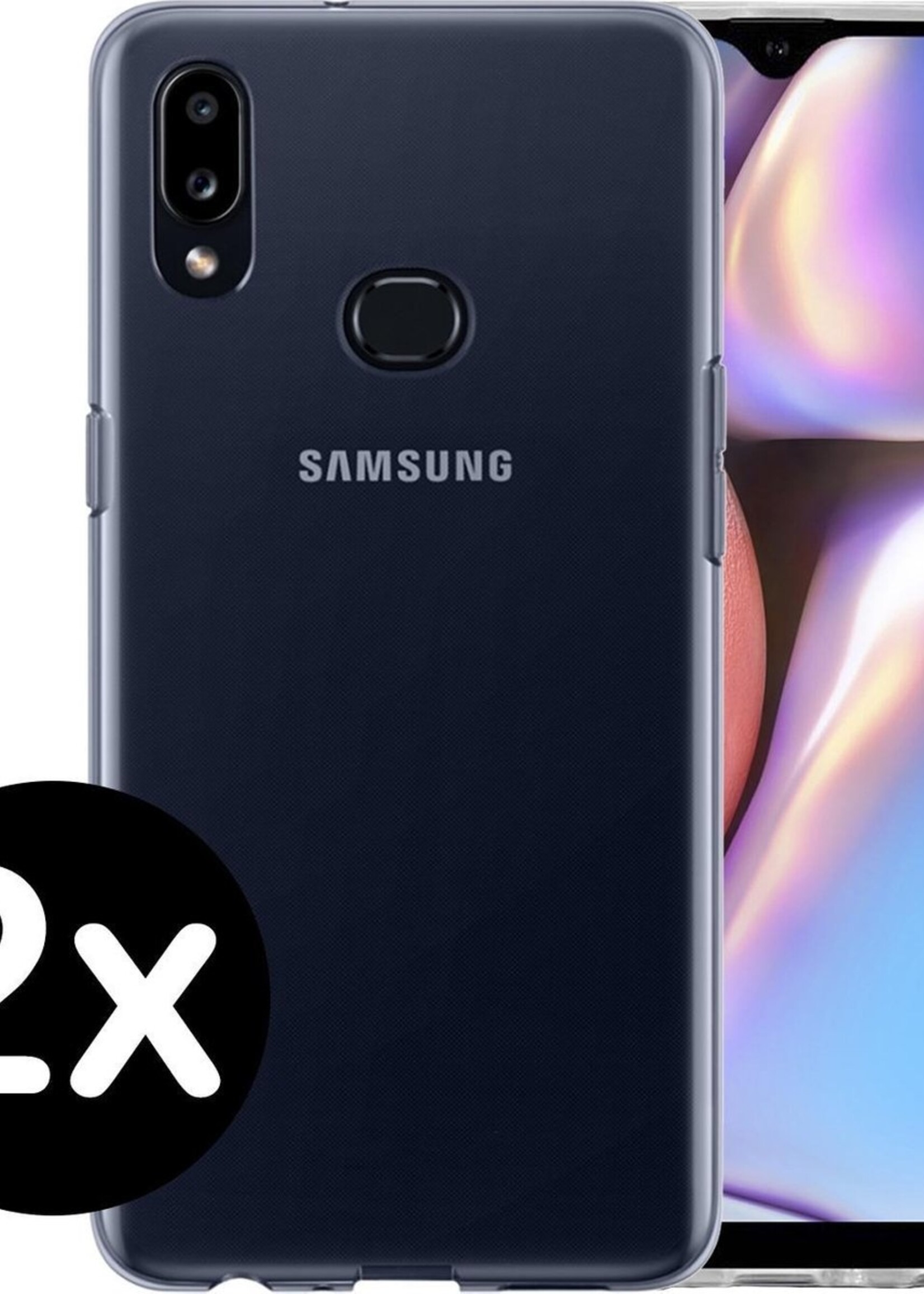 BTH Hoesje Geschikt voor Samsung A10s Hoesje Siliconen Case Hoes - Hoes Geschikt voor Samsung Galaxy A10s Hoes Cover Case - Transparant - 2 PACK