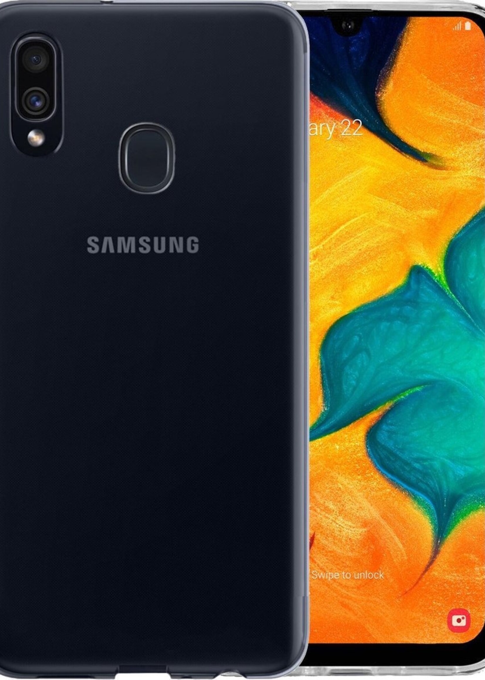 BTH Hoesje Geschikt voor Samsung A20 Hoesje Siliconen Case Hoes - Hoes Geschikt voor Samsung Galaxy A20 Hoes Cover Case - Transparant
