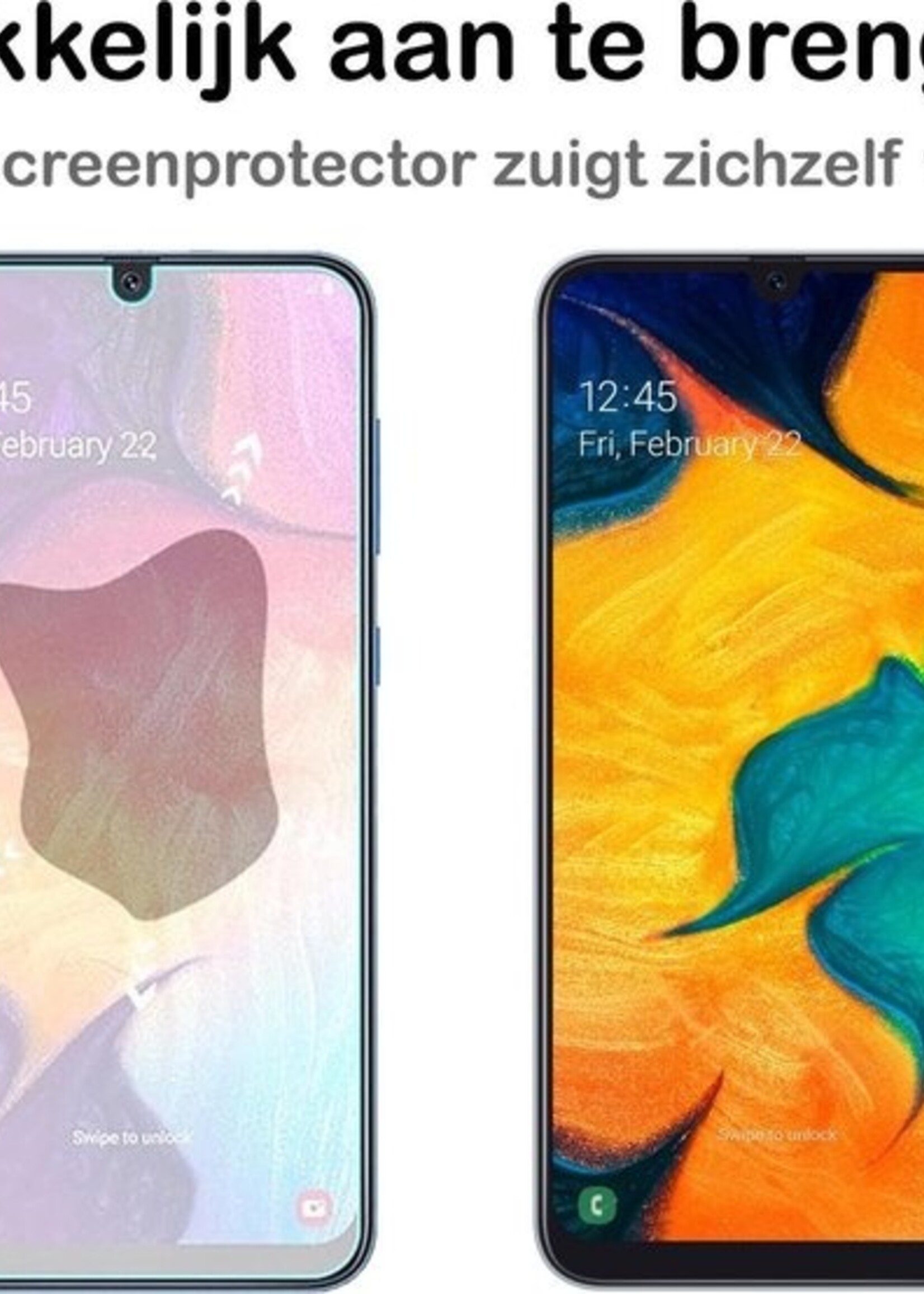 BTH Hoesje Geschikt voor Samsung A20 Hoesje Siliconen Case Hoes Met Screenprotector - Hoes Geschikt voor Samsung Galaxy A20 Hoes Cover Case - Transparant