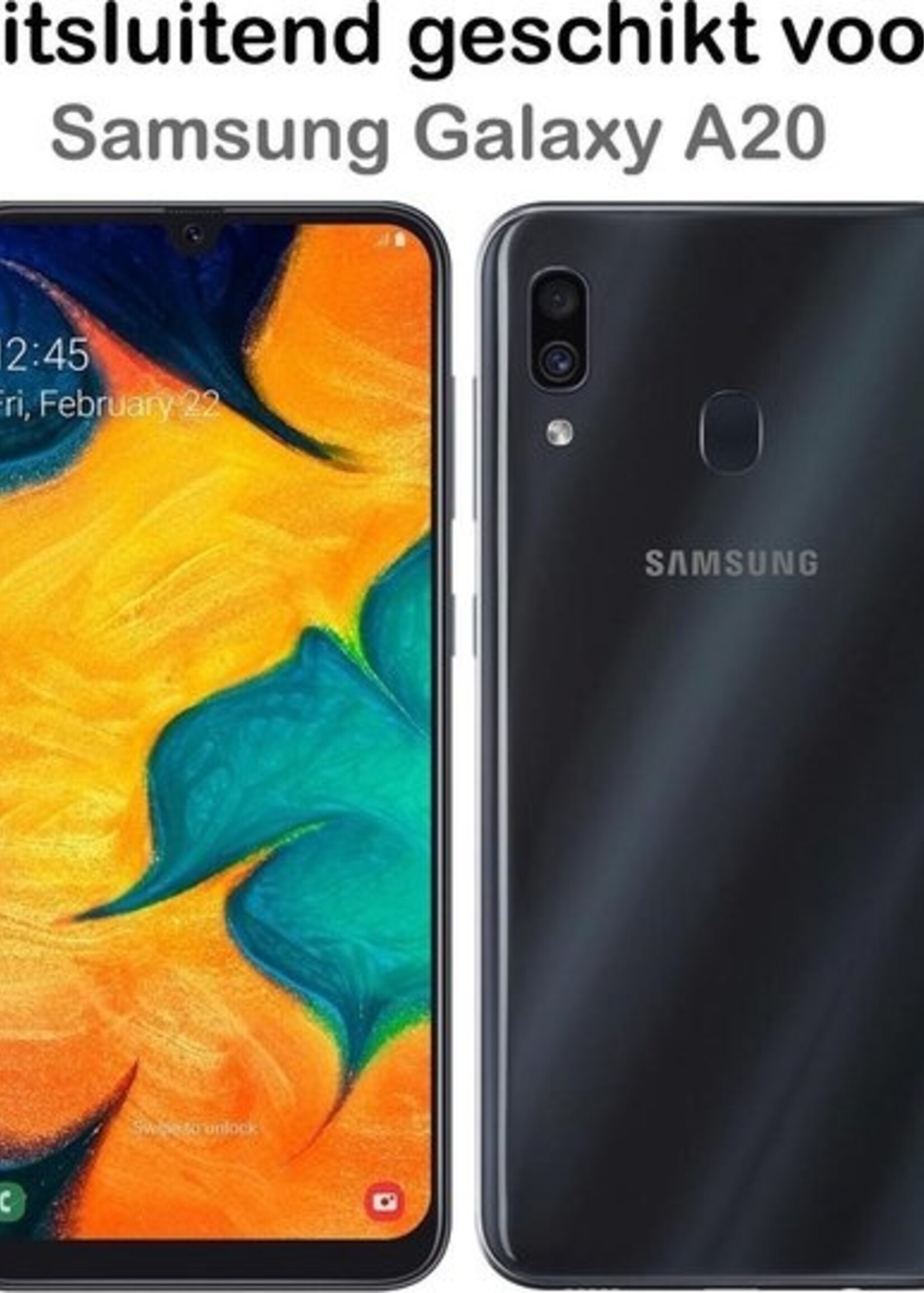 BTH Hoesje Geschikt voor Samsung A20 Hoesje Siliconen Case Hoes Met Screenprotector - Hoes Geschikt voor Samsung Galaxy A20 Hoes Cover Case - Transparant