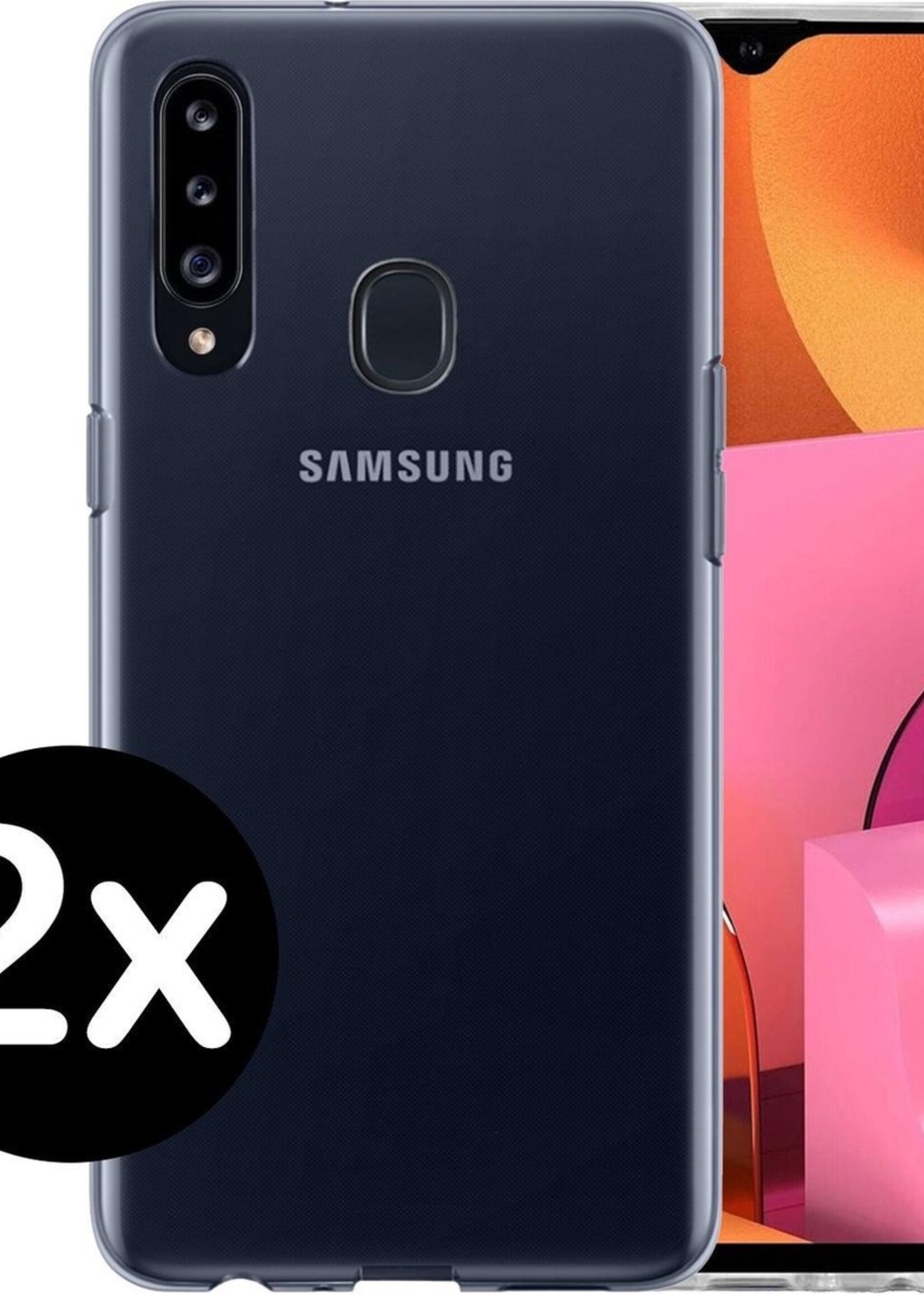 BTH Hoesje Geschikt voor Samsung A20s Hoesje Siliconen Case Hoes - Hoes Geschikt voor Samsung Galaxy A20s Hoes Cover Case - Transparant - 2 PACK