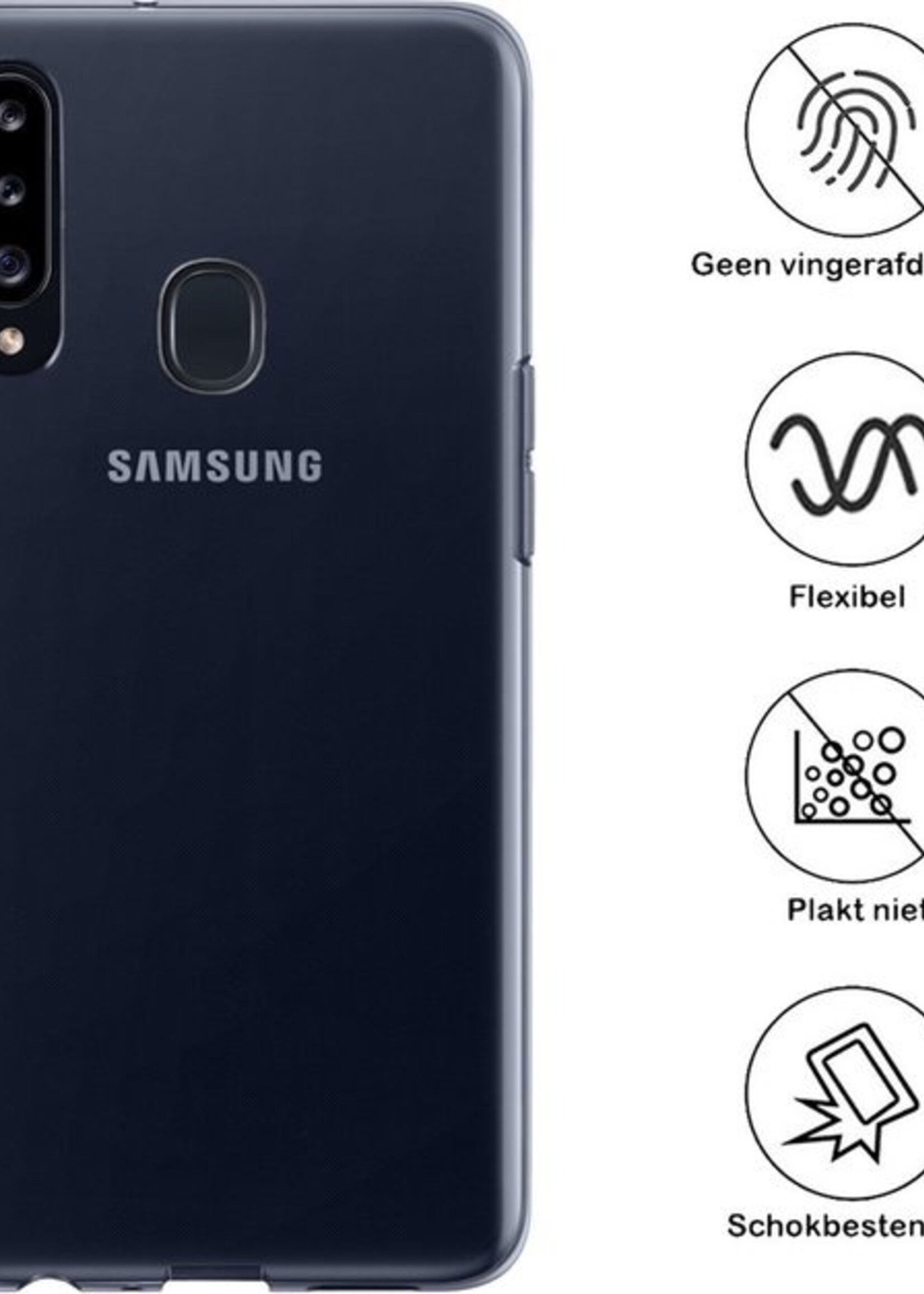 BTH Hoesje Geschikt voor Samsung A20s Hoesje Siliconen Case Hoes - Hoes Geschikt voor Samsung Galaxy A20s Hoes Cover Case - Transparant - 2 PACK