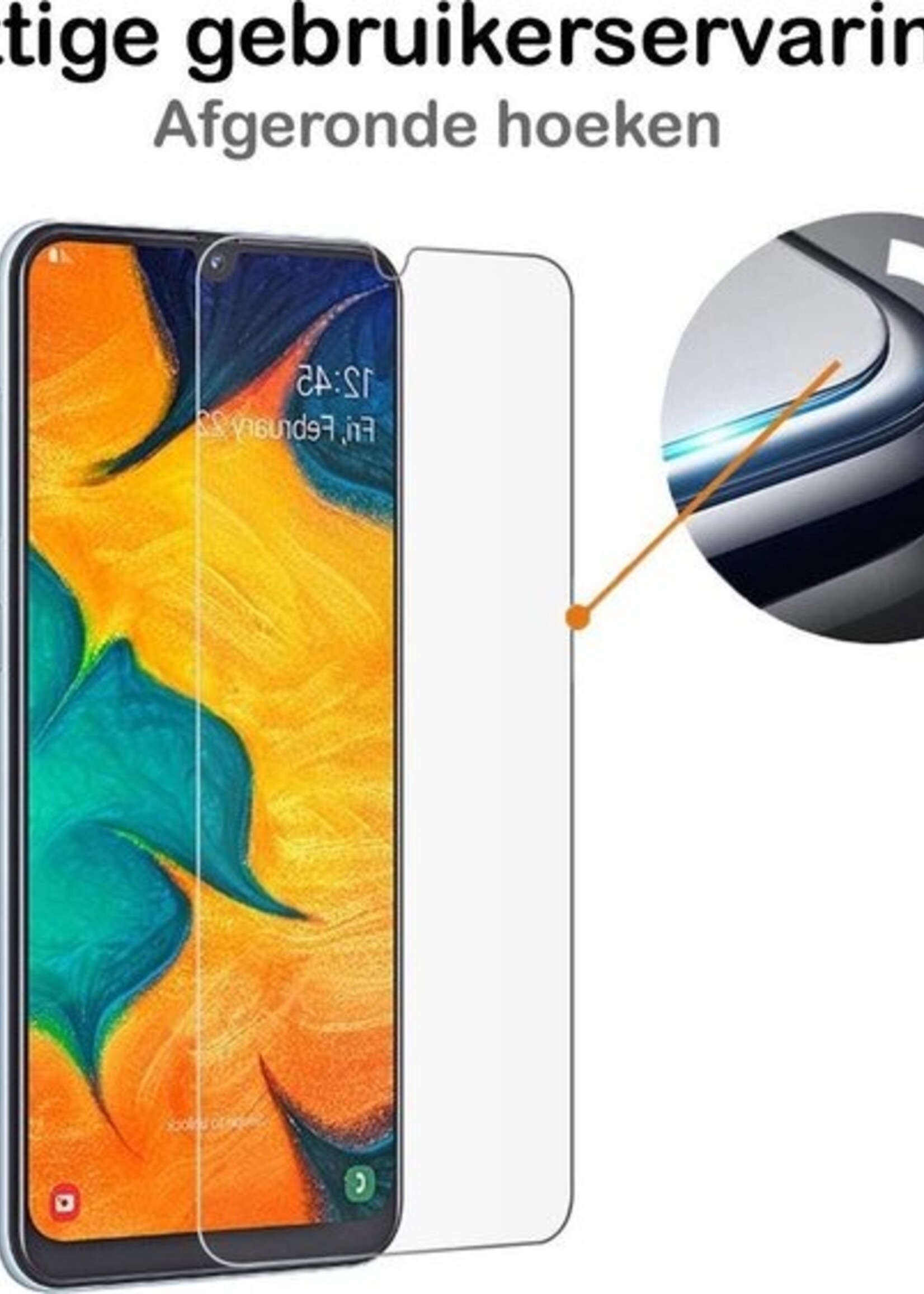 BTH Hoesje Geschikt voor Samsung A20/A30 Hoesje Siliconen Case Hoes Met Screenprotector - Hoes Geschikt voor Samsung Galaxy A20/A30 Hoes Cover Case - Transparant