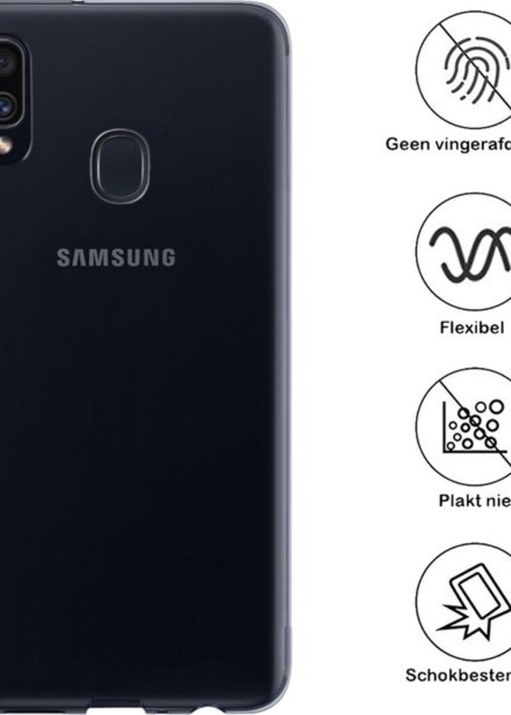 BTH Hoesje Geschikt voor Samsung A20/A30 Hoesje Siliconen Case Hoes Met Screenprotector - Hoes Geschikt voor Samsung Galaxy A20/A30 Hoes Cover Case - Transparant