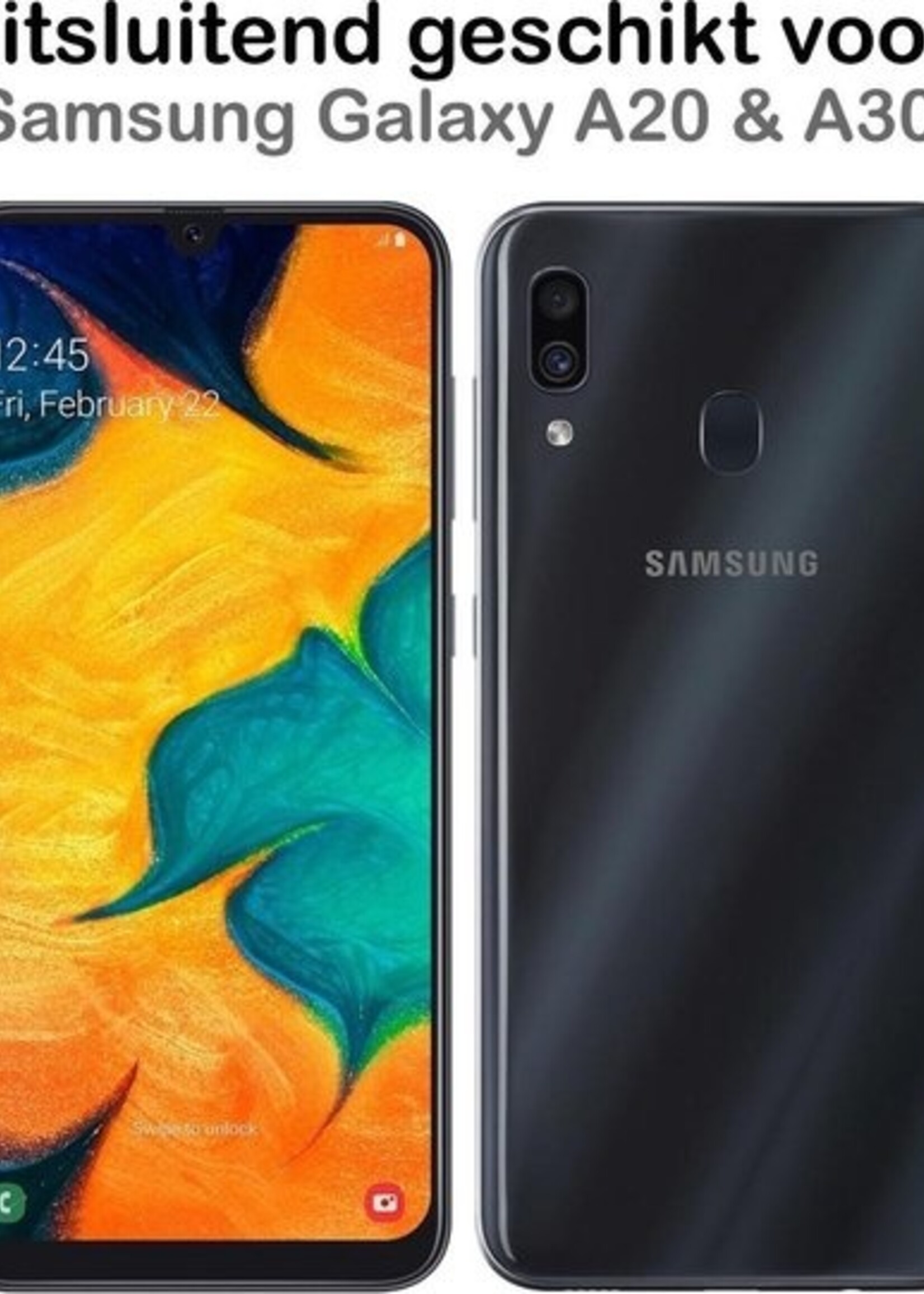 BTH Hoesje Geschikt voor Samsung A20/A30 Hoesje Siliconen Case Hoes Met 2x Screenprotector - Hoes Geschikt voor Samsung Galaxy A20/A30 Hoes Cover Case - Transparant