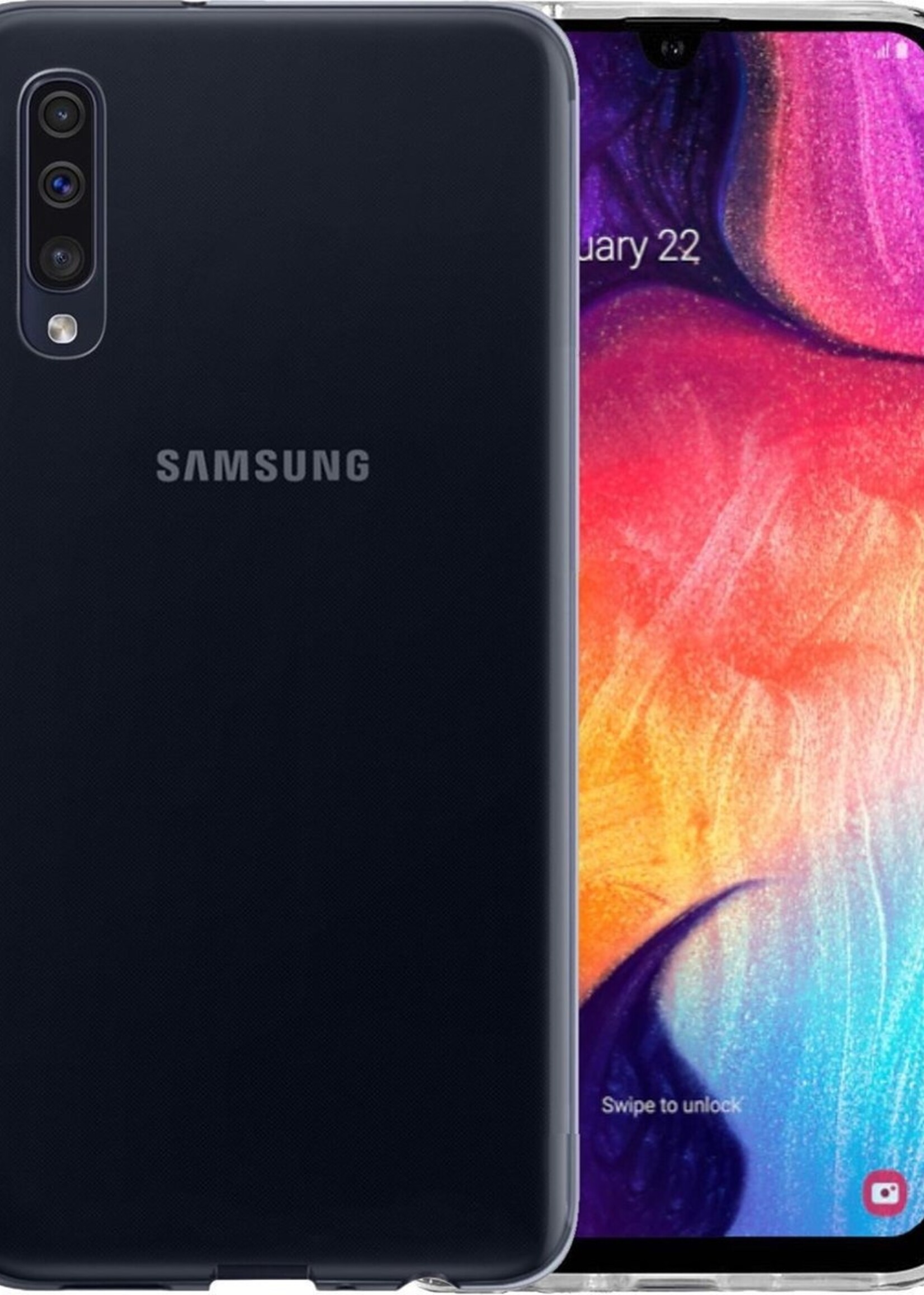 BTH Hoesje Geschikt voor Samsung A30s Hoesje Siliconen Case Hoes - Hoes Geschikt voor Samsung Galaxy A30s Hoes Cover Case - Transparant