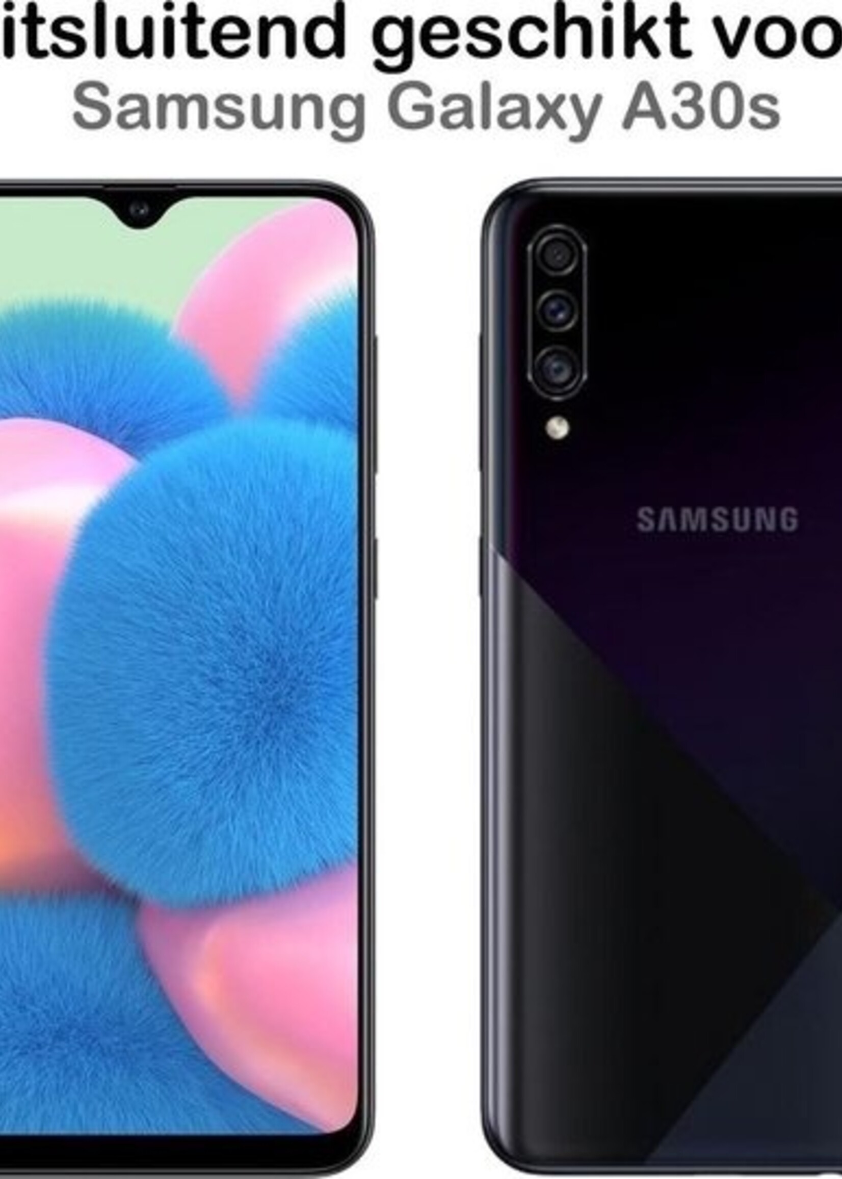 BTH Hoesje Geschikt voor Samsung A30s Hoesje Siliconen Case Hoes Met Screenprotector - Hoes Geschikt voor Samsung Galaxy A30s Hoes Cover Case - Transparant