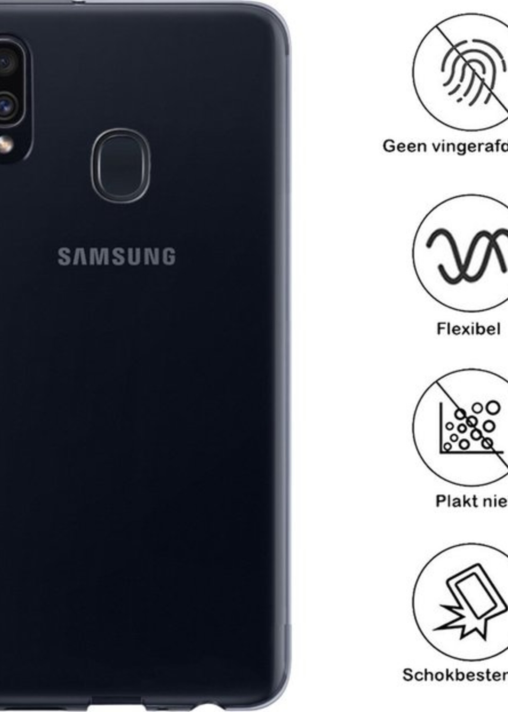 BTH Hoesje Geschikt voor Samsung A40 Hoesje Siliconen Case Hoes - Hoes Geschikt voor Samsung Galaxy A40 Hoes Cover Case - Transparant