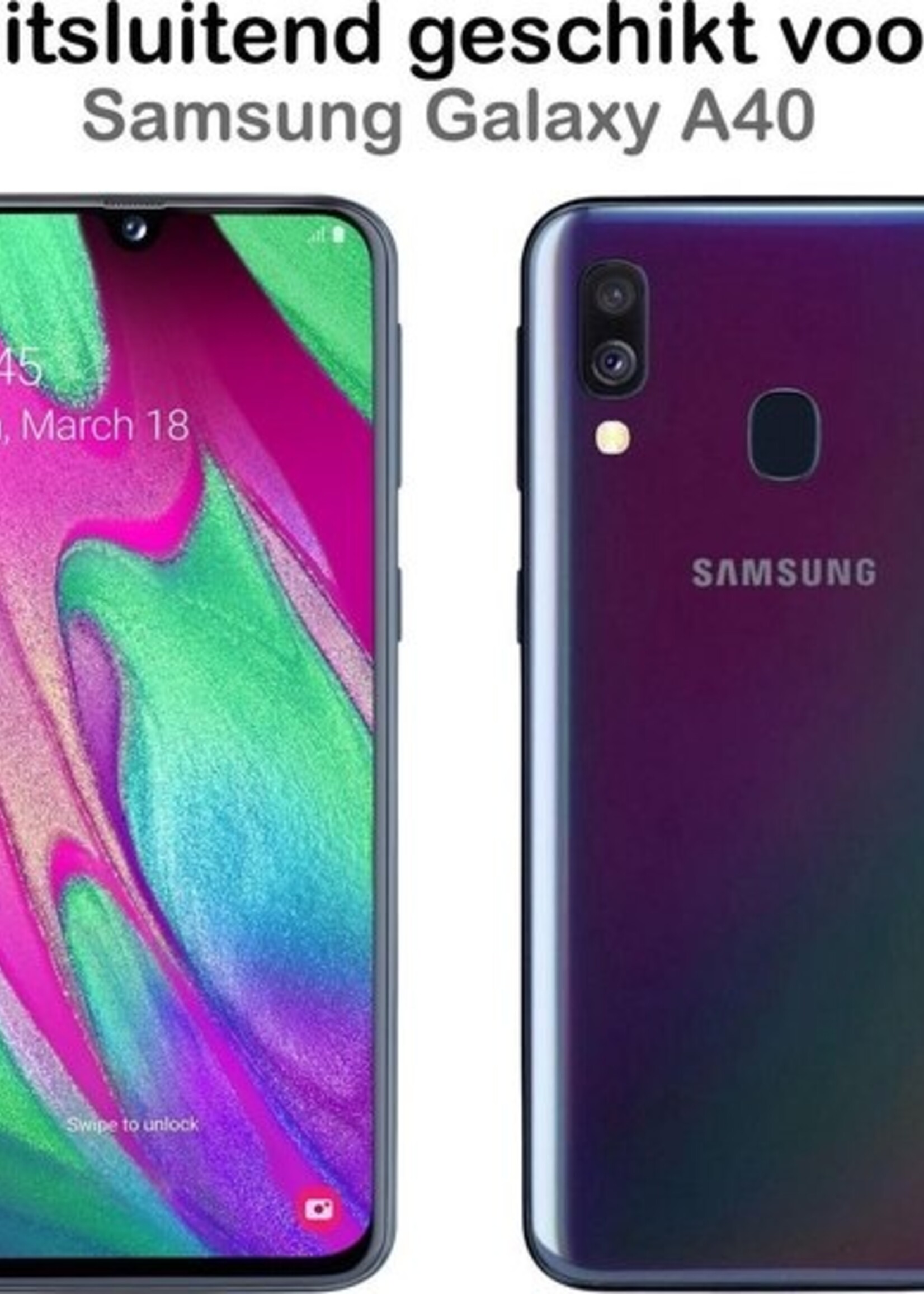 BTH Hoesje Geschikt voor Samsung A40 Hoesje Siliconen Case Hoes Met Screenprotector - Hoes Geschikt voor Samsung Galaxy A40 Hoes Cover Case - Transparant