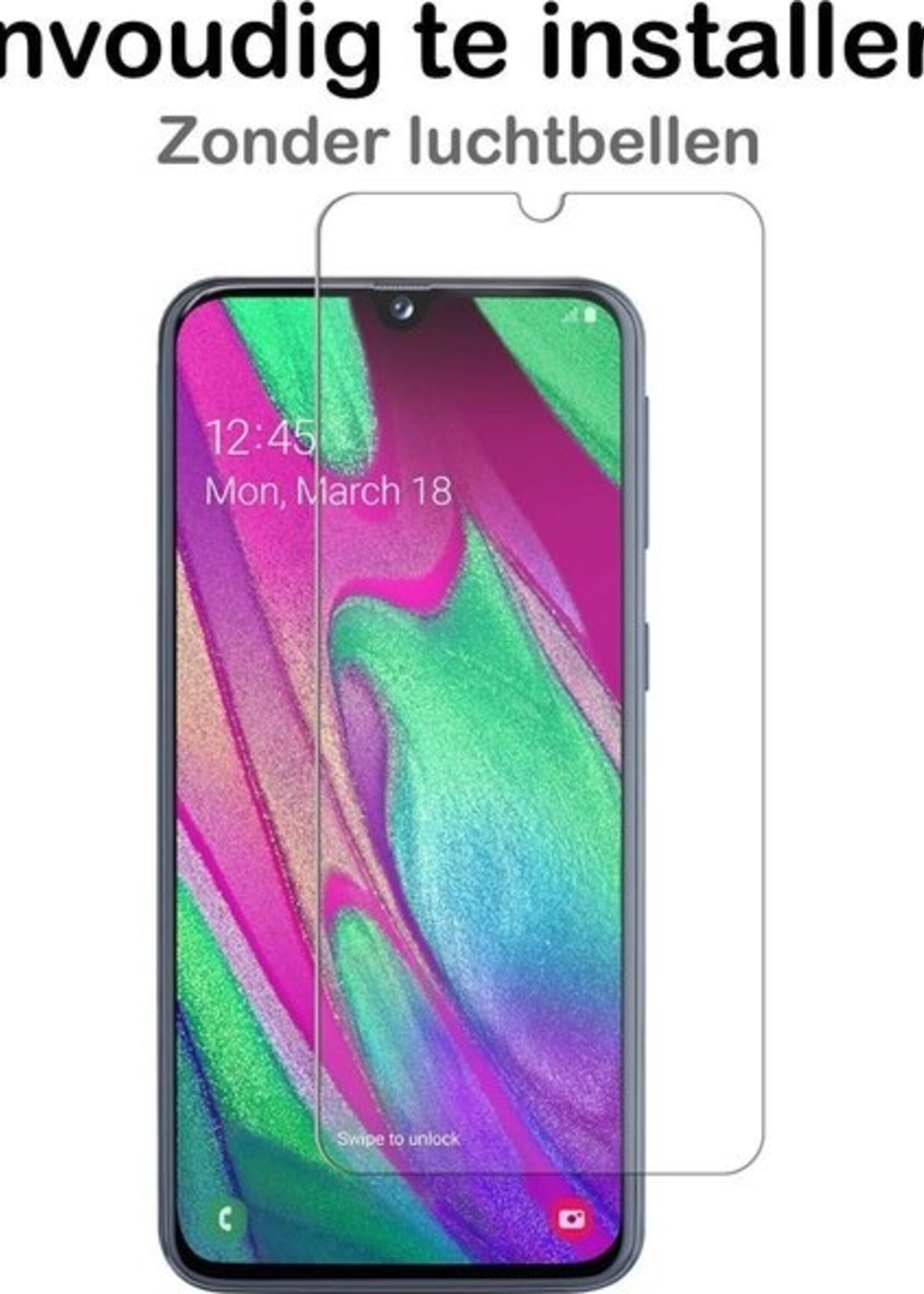 BTH Hoesje Geschikt voor Samsung A40 Hoesje Siliconen Case Hoes Met Screenprotector - Hoes Geschikt voor Samsung Galaxy A40 Hoes Cover Case - Transparant