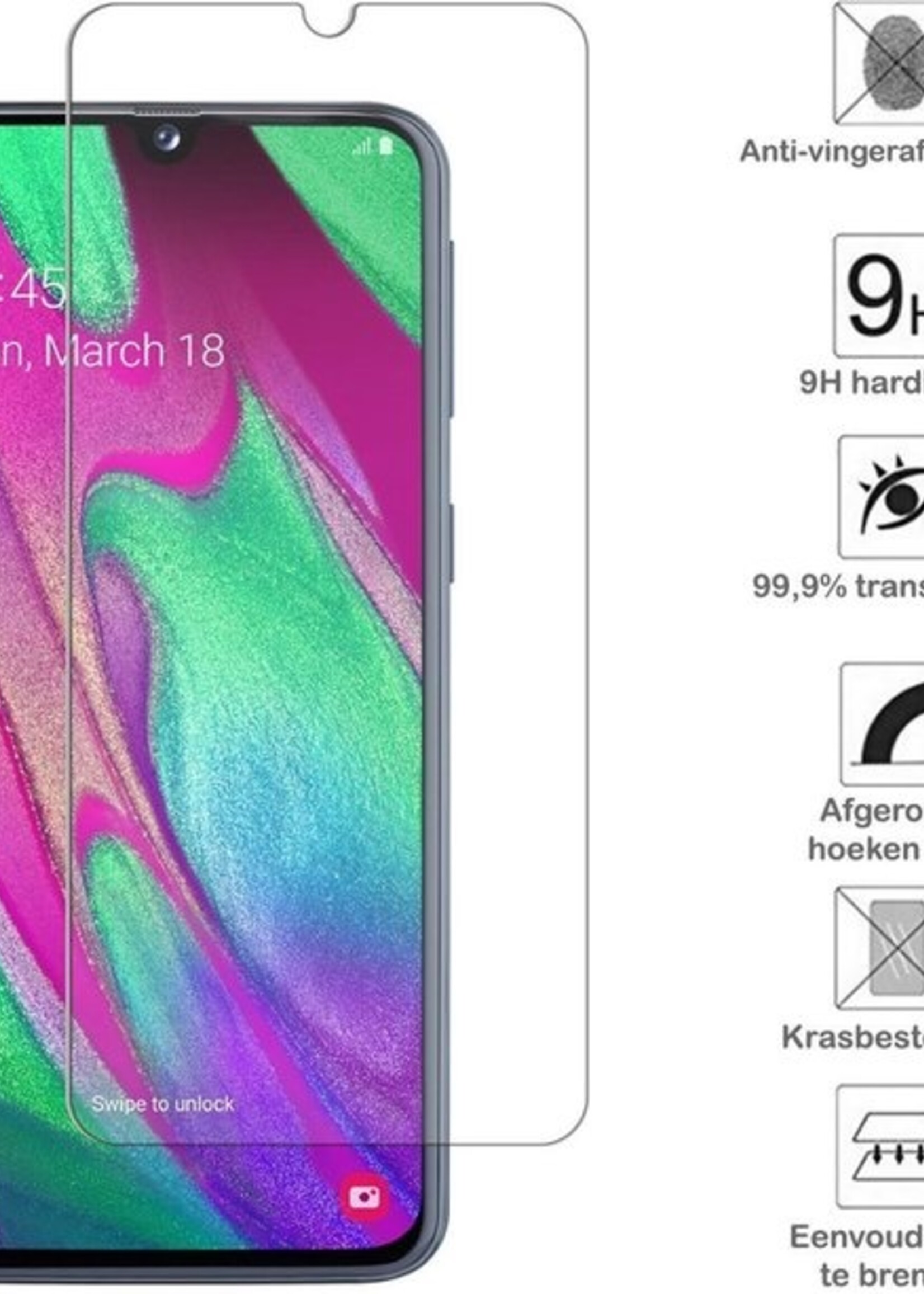 BTH Hoesje Geschikt voor Samsung A40 Hoesje Siliconen Case Hoes Met Screenprotector - Hoes Geschikt voor Samsung Galaxy A40 Hoes Cover Case - Transparant
