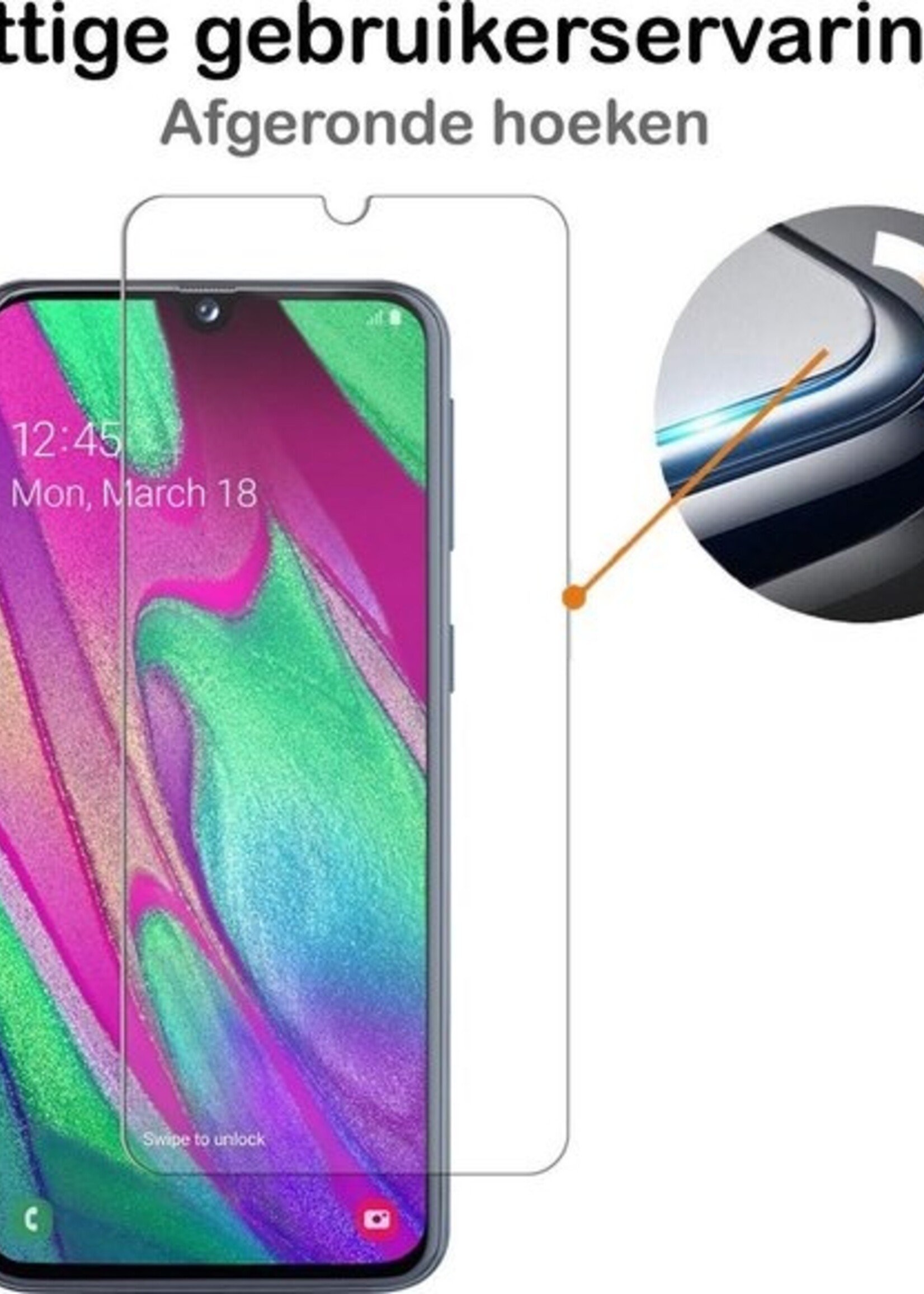 BTH Hoesje Geschikt voor Samsung A40 Hoesje Siliconen Case Hoes Met 2x Screenprotector - Hoes Geschikt voor Samsung Galaxy A40 Hoes Cover Case - Transparant