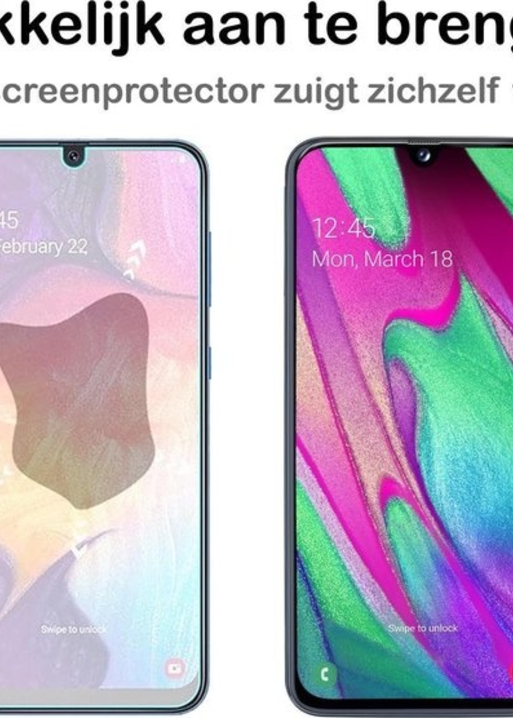 BTH Hoesje Geschikt voor Samsung A40 Hoesje Siliconen Case Hoes Met 2x Screenprotector - Hoes Geschikt voor Samsung Galaxy A40 Hoes Cover Case - Transparant