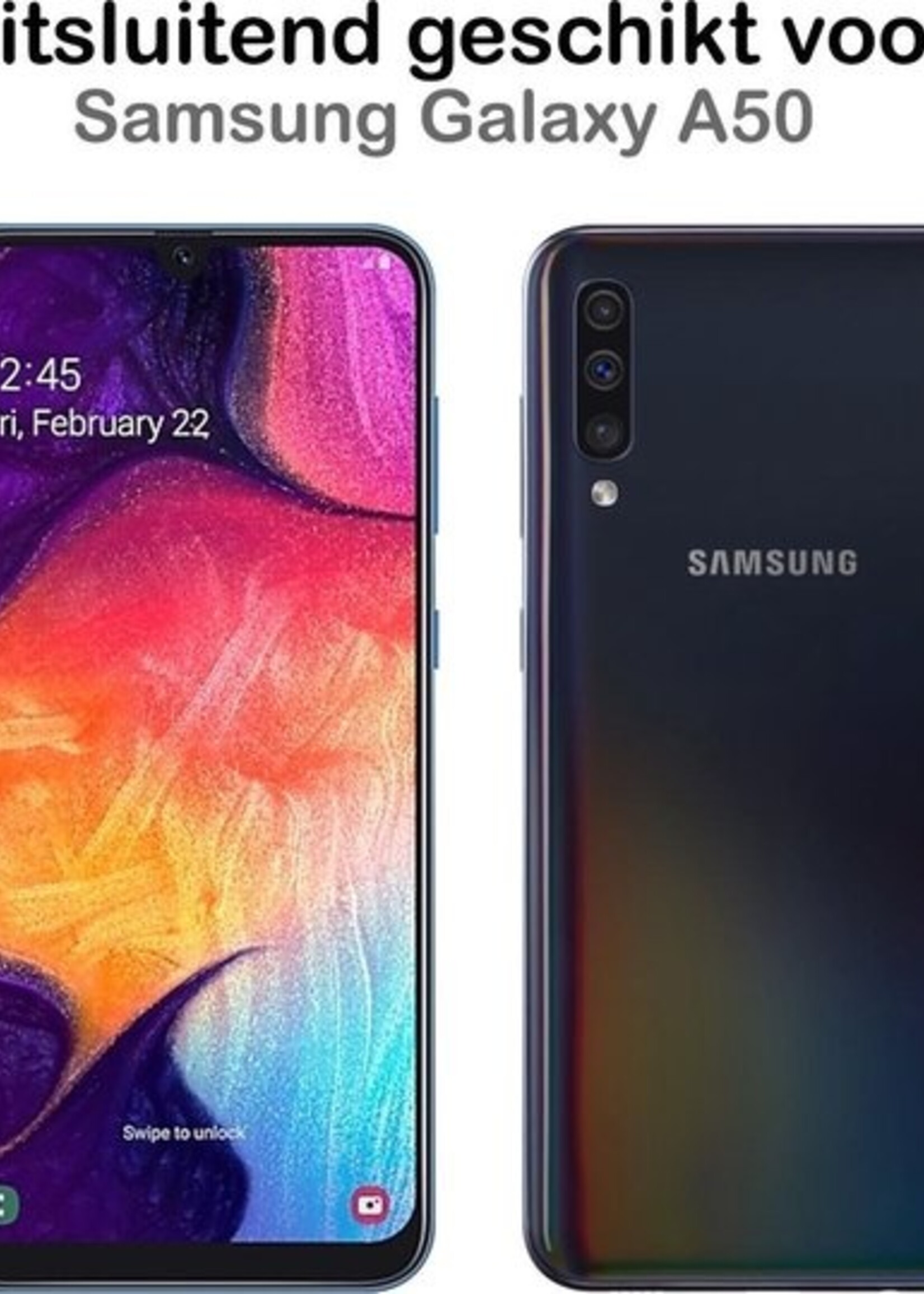 BTH Hoesje Geschikt voor Samsung Galaxy A50 Hoesje Siliconen Case Hoes Met 2x Screenprotector - Hoes Geschikt voor Samsung A50 Hoes Cover Case - Transparant