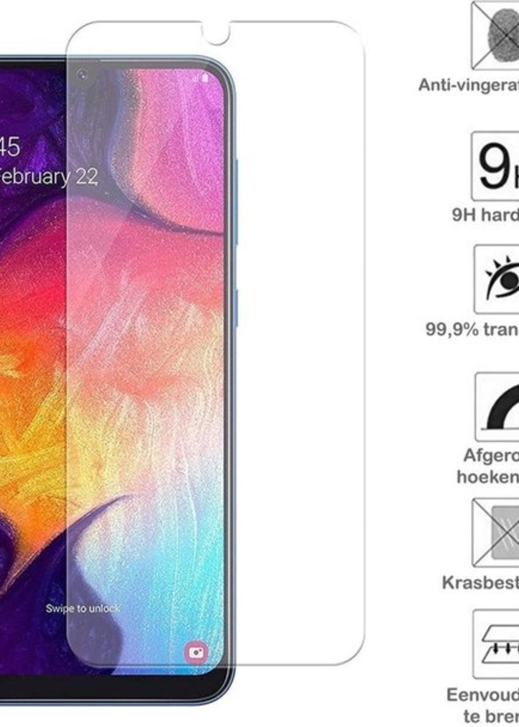 BTH Hoesje Geschikt voor Samsung Galaxy A50 Hoesje Siliconen Case Hoes Met 2x Screenprotector - Hoes Geschikt voor Samsung A50 Hoes Cover Case - Transparant