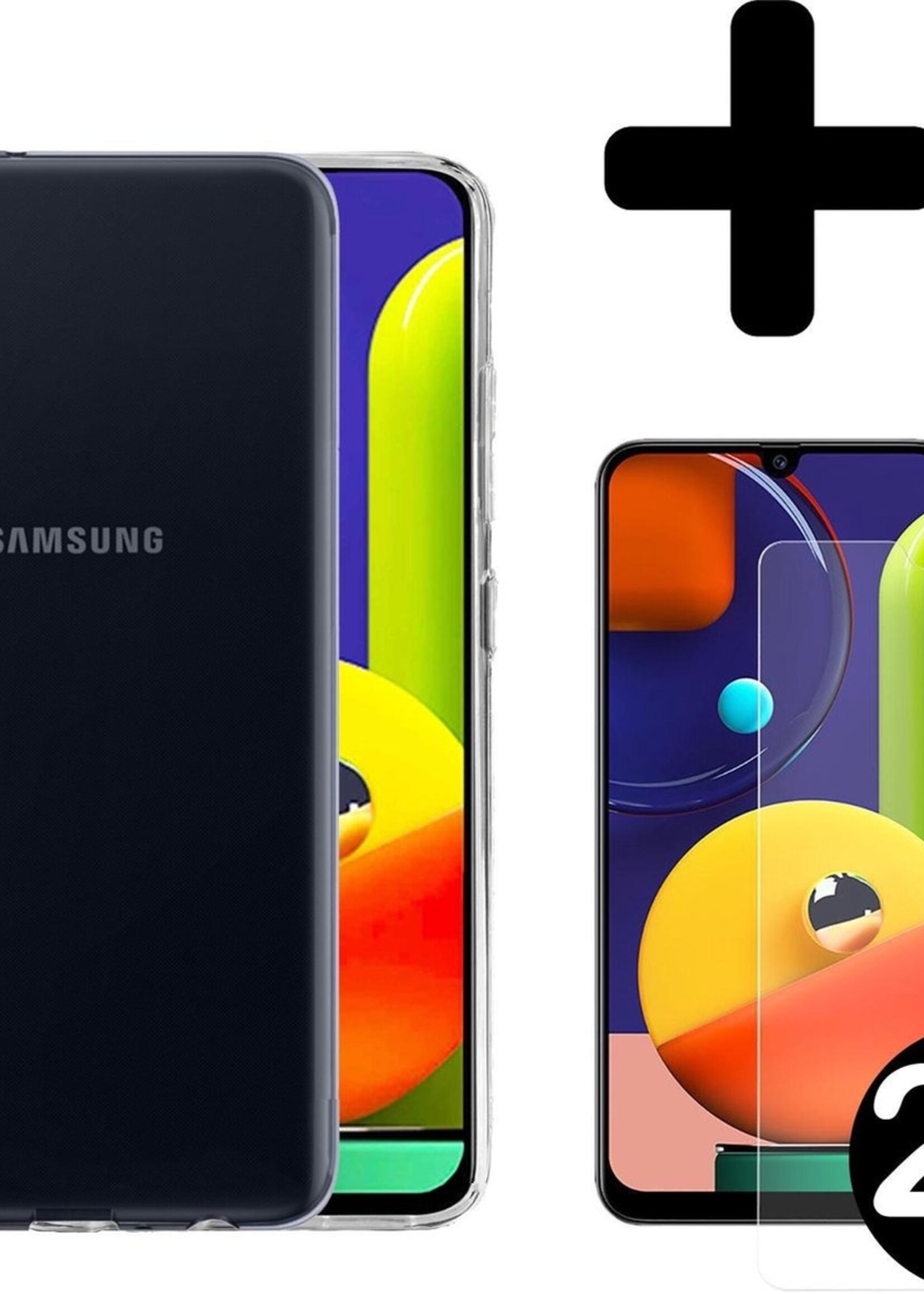BTH Hoesje Geschikt voor Samsung A50s Hoesje Siliconen Case Hoes Met 2x Screenprotector - Hoes Geschikt voor Samsung Galaxy A50s Hoes Cover Case - Transparant
