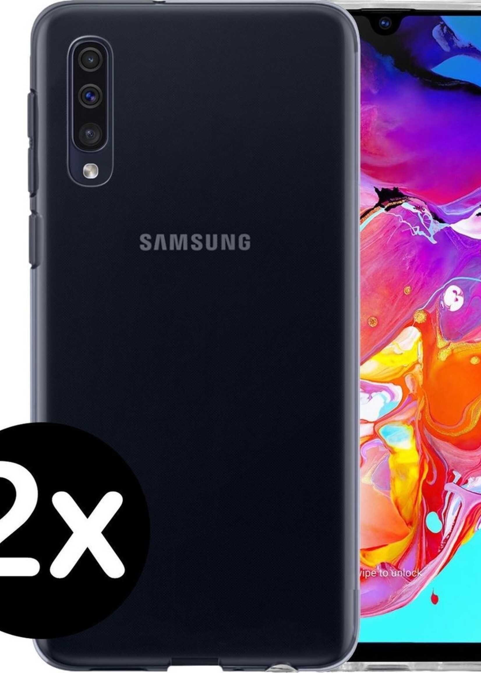 BTH Hoesje Geschikt voor Samsung A70 Hoesje Siliconen Case Hoes - Hoes Geschikt voor Samsung Galaxy A70 Hoes Cover Case - Transparant - 2 PACK