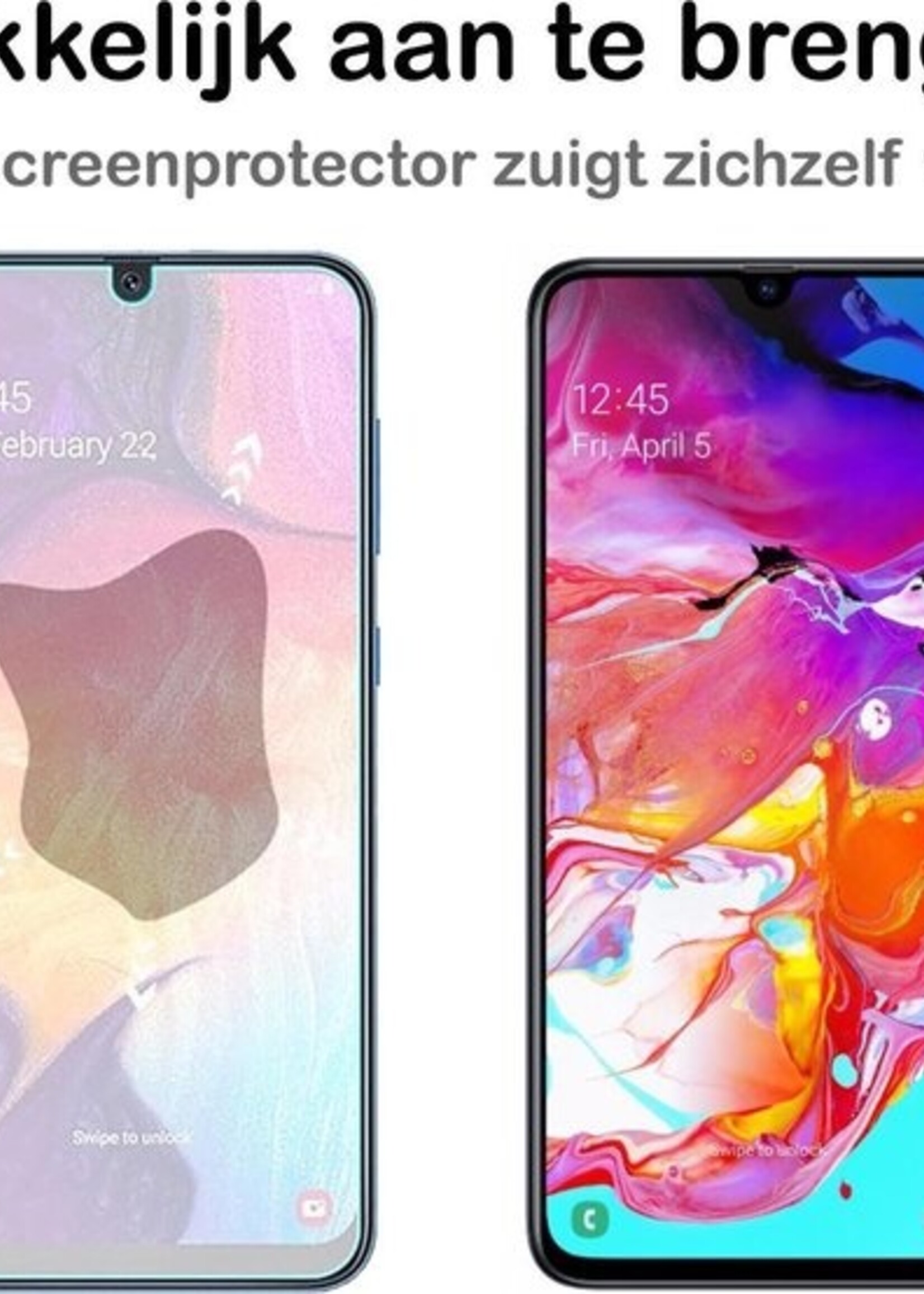BTH Hoesje Geschikt voor Samsung A70 Hoesje Siliconen Case Hoes Met Screenprotector - Hoes Geschikt voor Samsung Galaxy A70 Hoes Cover Case - Transparant