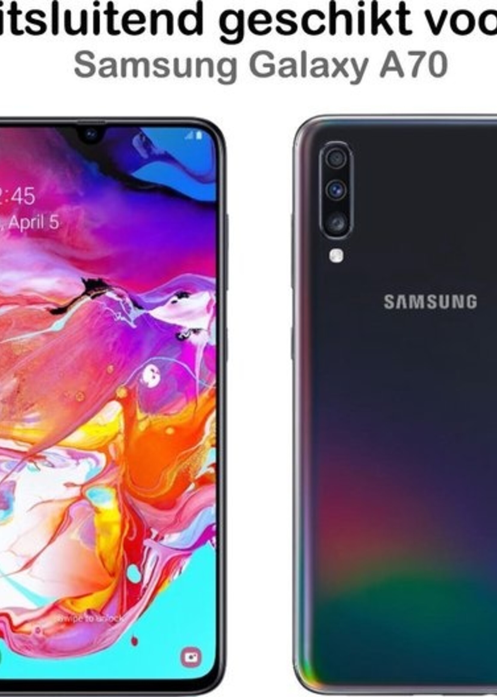 BTH Hoesje Geschikt voor Samsung A70 Hoesje Siliconen Case Hoes Met Screenprotector - Hoes Geschikt voor Samsung Galaxy A70 Hoes Cover Case - Transparant