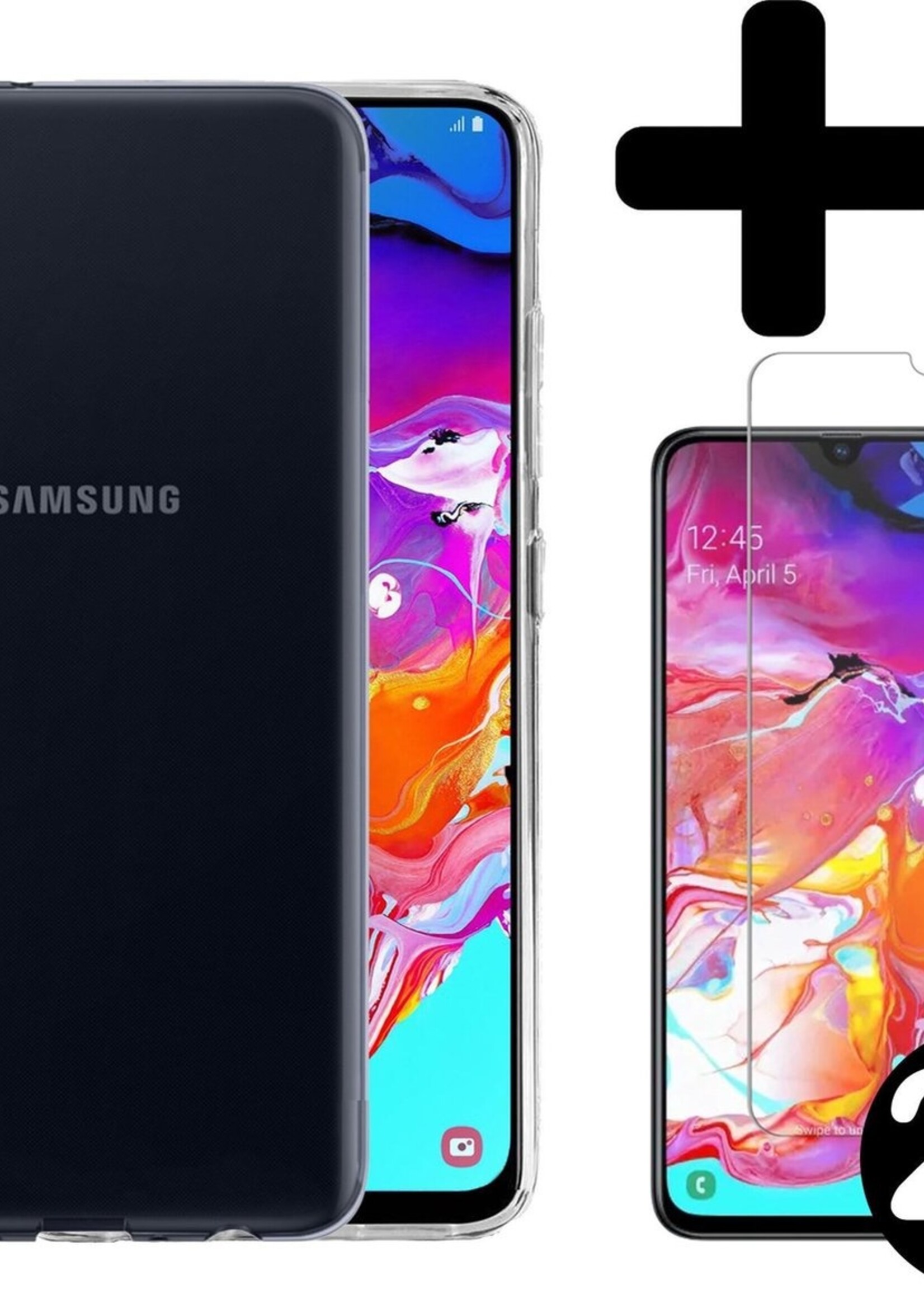 BTH Hoesje Geschikt voor Samsung A70 Hoesje Siliconen Case Hoes Met 2x Screenprotector - Hoes Geschikt voor Samsung Galaxy A70 Hoes Cover Case - Transparant