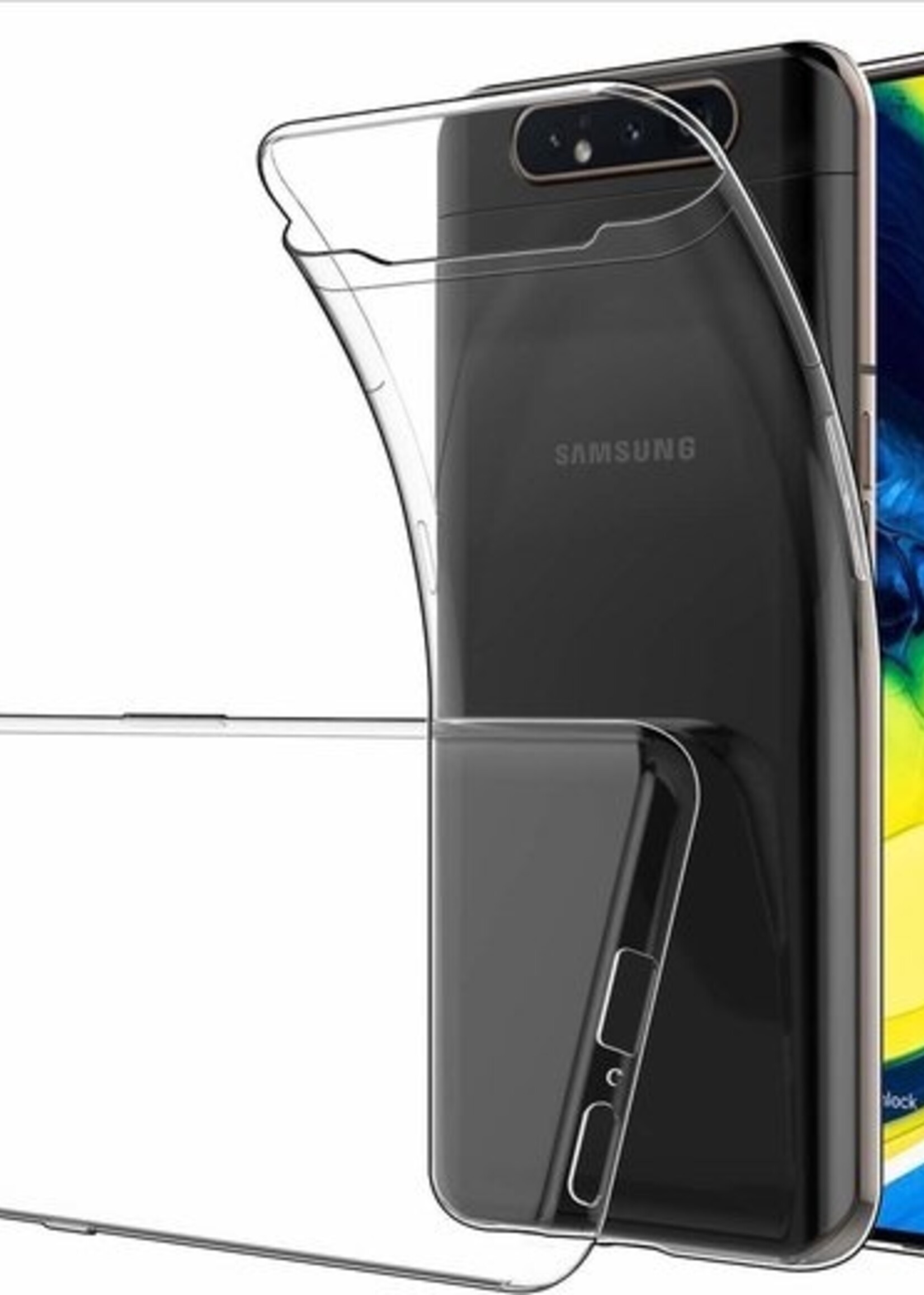 BTH Hoesje Geschikt voor Samsung A80 Hoesje Siliconen Case Hoes - Hoes Geschikt voor Samsung Galaxy A80 Hoes Cover Case - Transparant