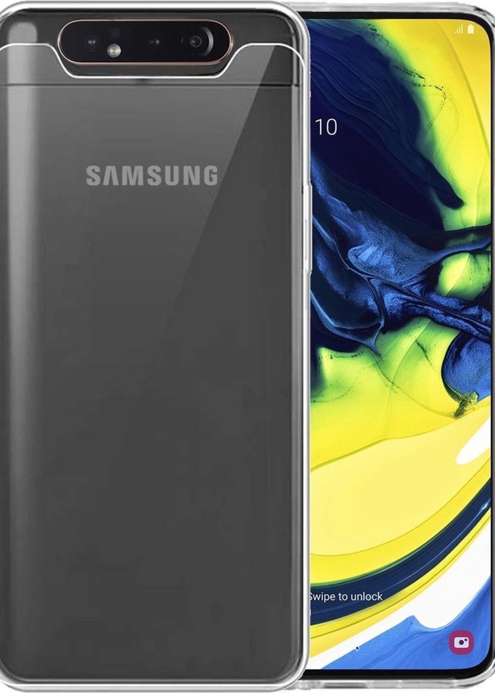 BTH Hoesje Geschikt voor Samsung A80/A90 Hoesje Siliconen Case Hoes - Hoes Geschikt voor Samsung Galaxy A80/A90 Hoes Cover Case - Transparant