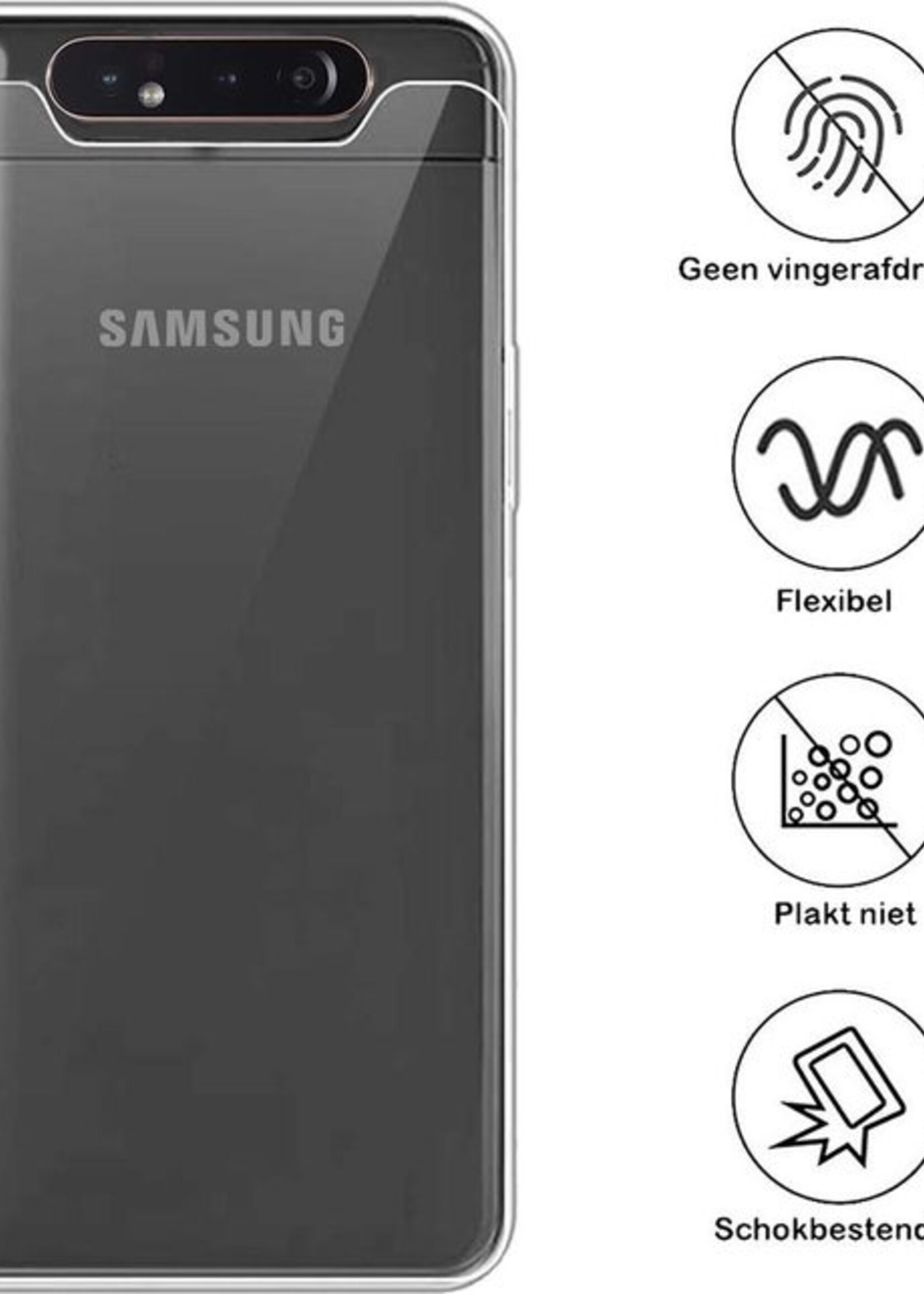 BTH Hoesje Geschikt voor Samsung A80/A90 Hoesje Siliconen Case Hoes - Hoes Geschikt voor Samsung Galaxy A80/A90 Hoes Cover Case - Transparant
