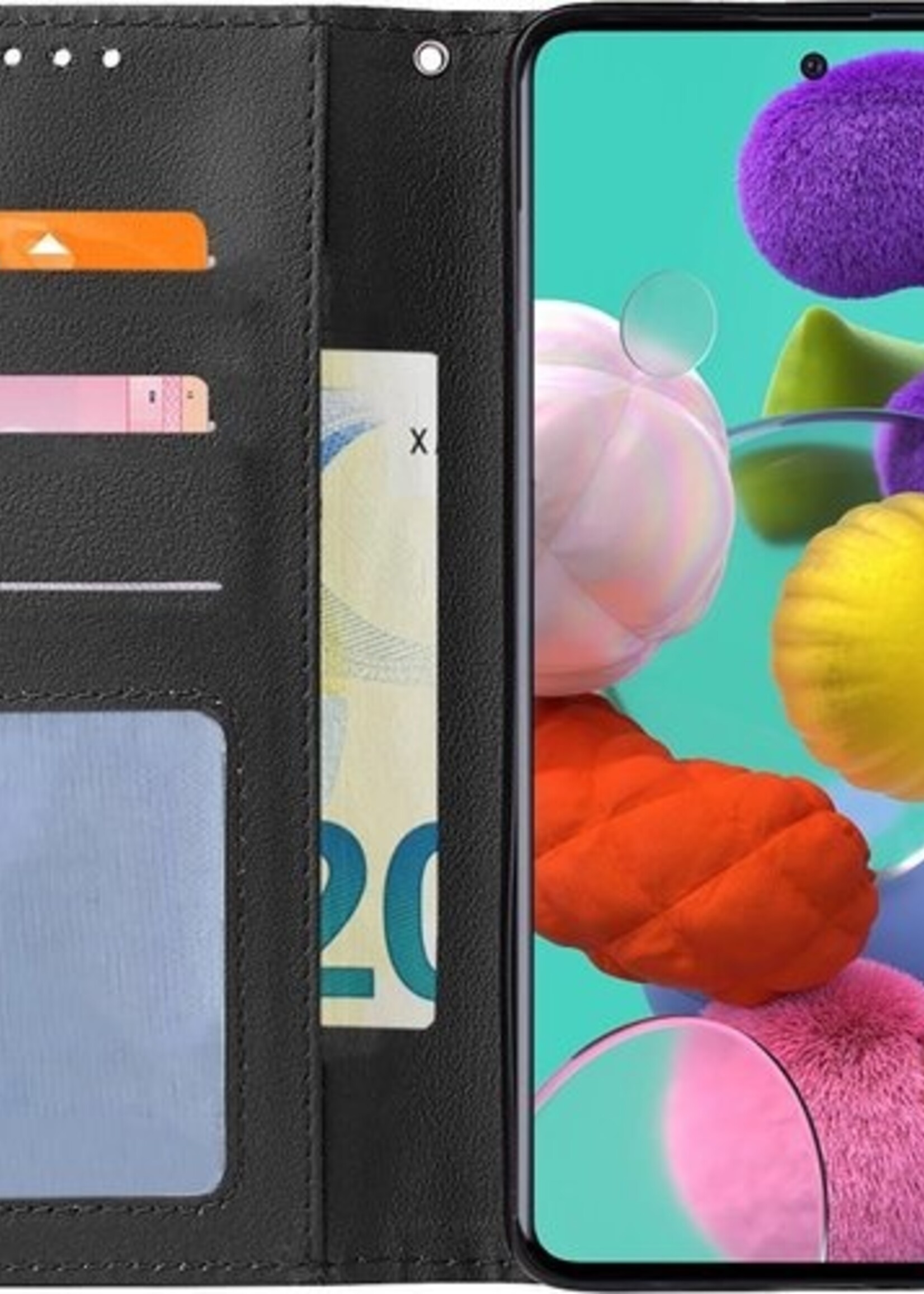 BTH Hoesje Geschikt voor Samsung A51 Hoesje Book Case Hoes Portemonnee Cover Walletcase - Hoes Geschikt voor Samsung Galaxy A51 Hoes Bookcase Hoesje - Zwart