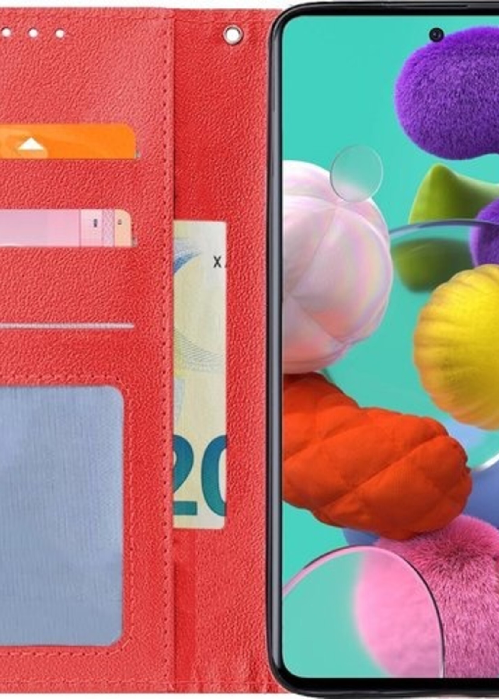 BTH Hoesje Geschikt voor Samsung A51 Hoesje Book Case Hoes Portemonnee Cover Walletcase - Hoes Geschikt voor Samsung Galaxy A51 Hoes Bookcase Hoesje - Rood