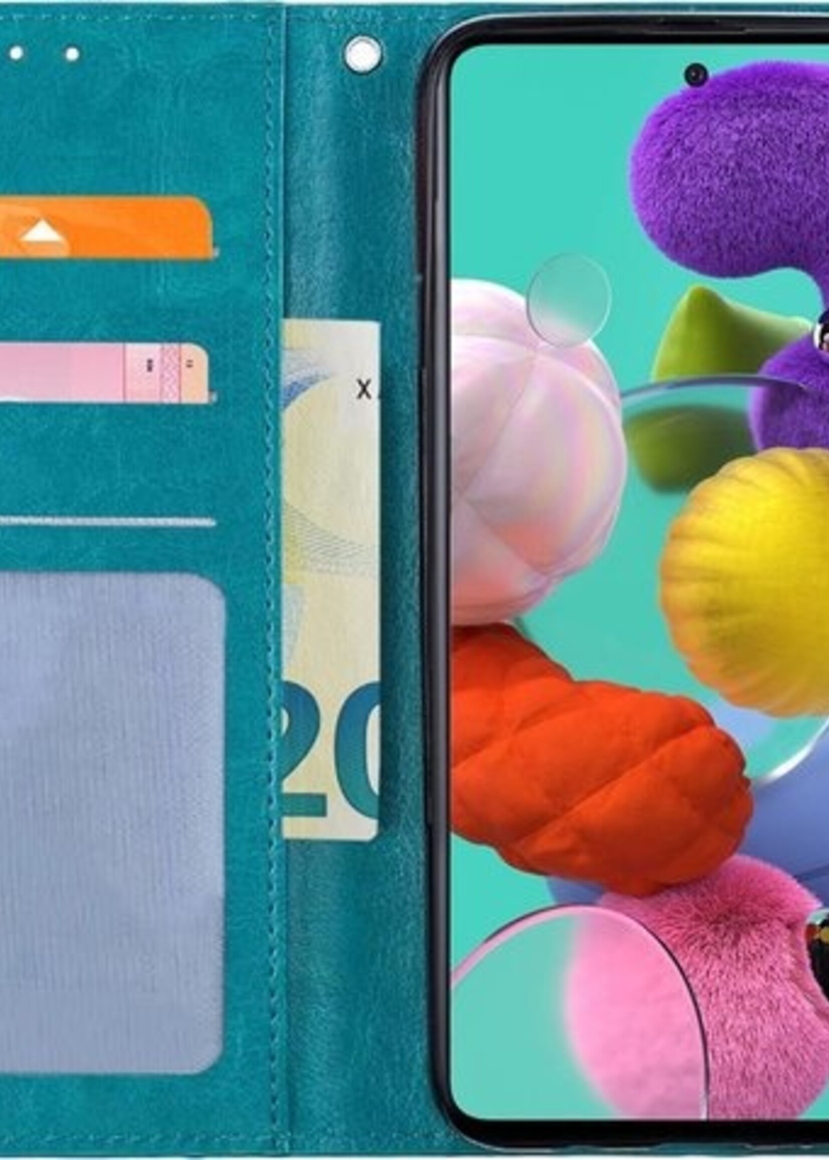 BTH Hoesje Geschikt voor Samsung A51 Hoesje Book Case Hoes Portemonnee Cover Walletcase - Hoes Geschikt voor Samsung Galaxy A51 Hoes Bookcase Hoesje - Turquoise