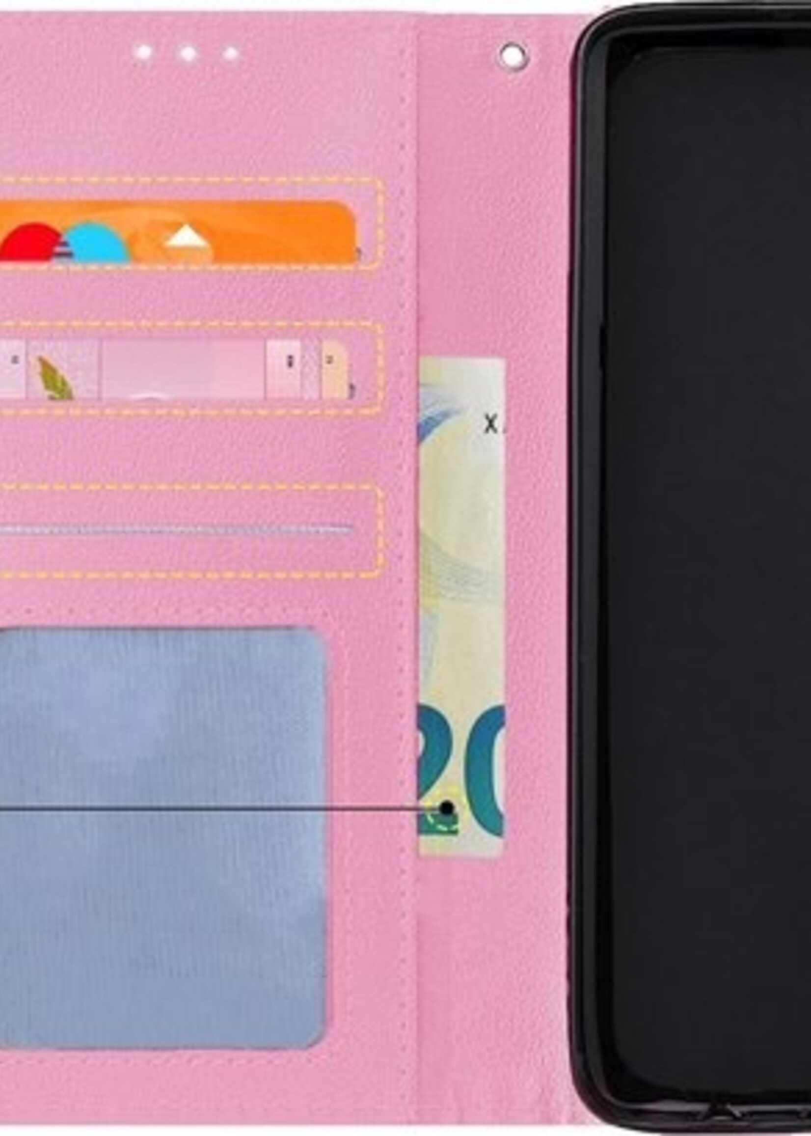 BTH Hoesje Geschikt voor Samsung A51 Hoesje Book Case Hoes Portemonnee Cover Walletcase - Hoes Geschikt voor Samsung Galaxy A51 Hoes Bookcase Hoesje - Roze