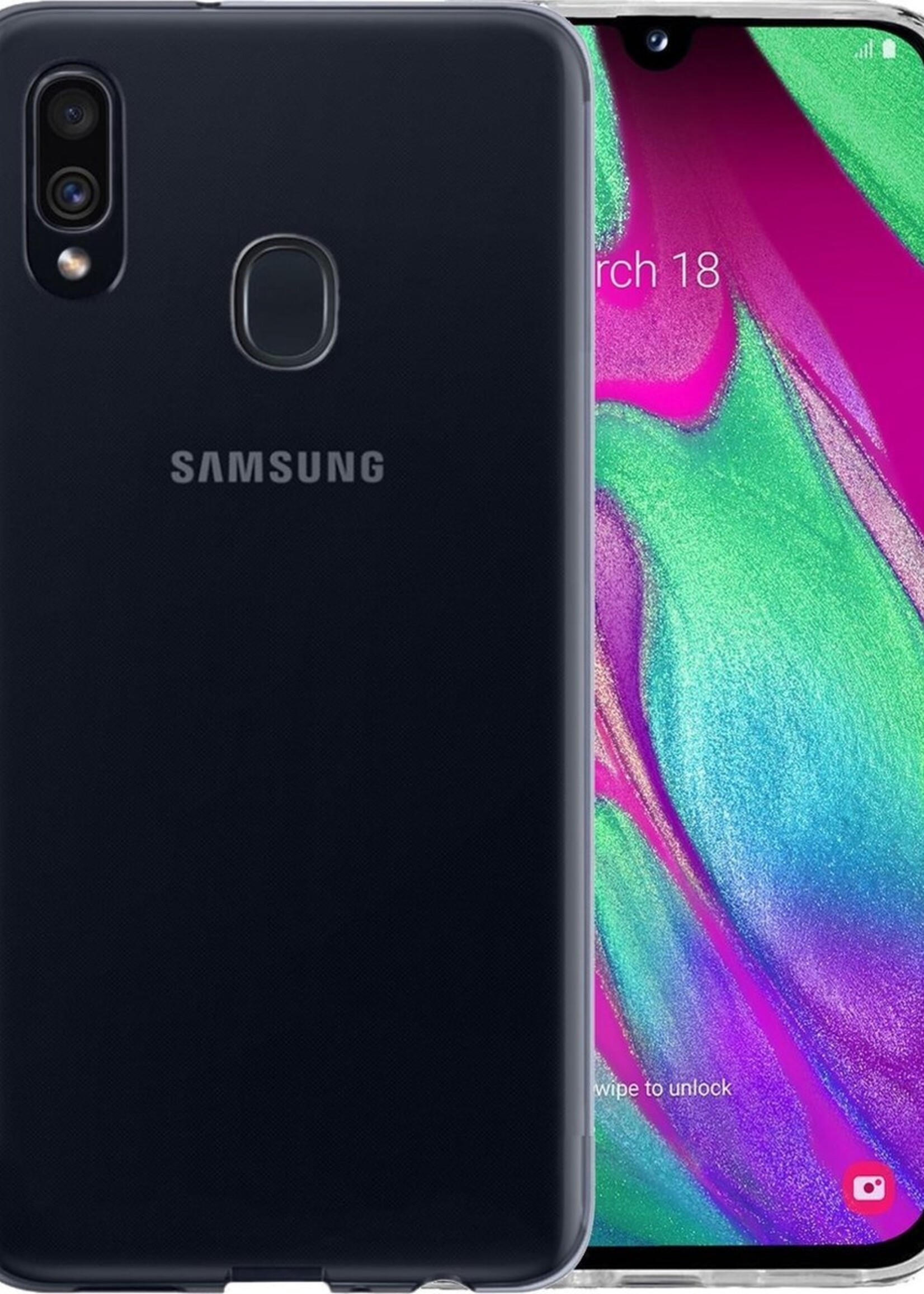 BTH Hoesje Geschikt voor Samsung A40 Hoesje Siliconen Case Hoes - Hoes Geschikt voor Samsung Galaxy A40 Hoes Cover Case - Transparant