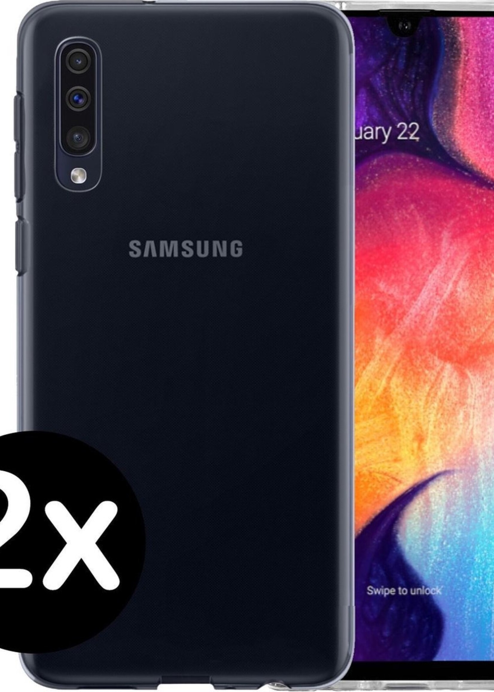 BTH Hoesje Geschikt voor Samsung Galaxy A50 Hoesje Siliconen Case Hoes - Hoes Geschikt voor Samsung A50 Hoes Cover Case - Transparant - 2 PACK