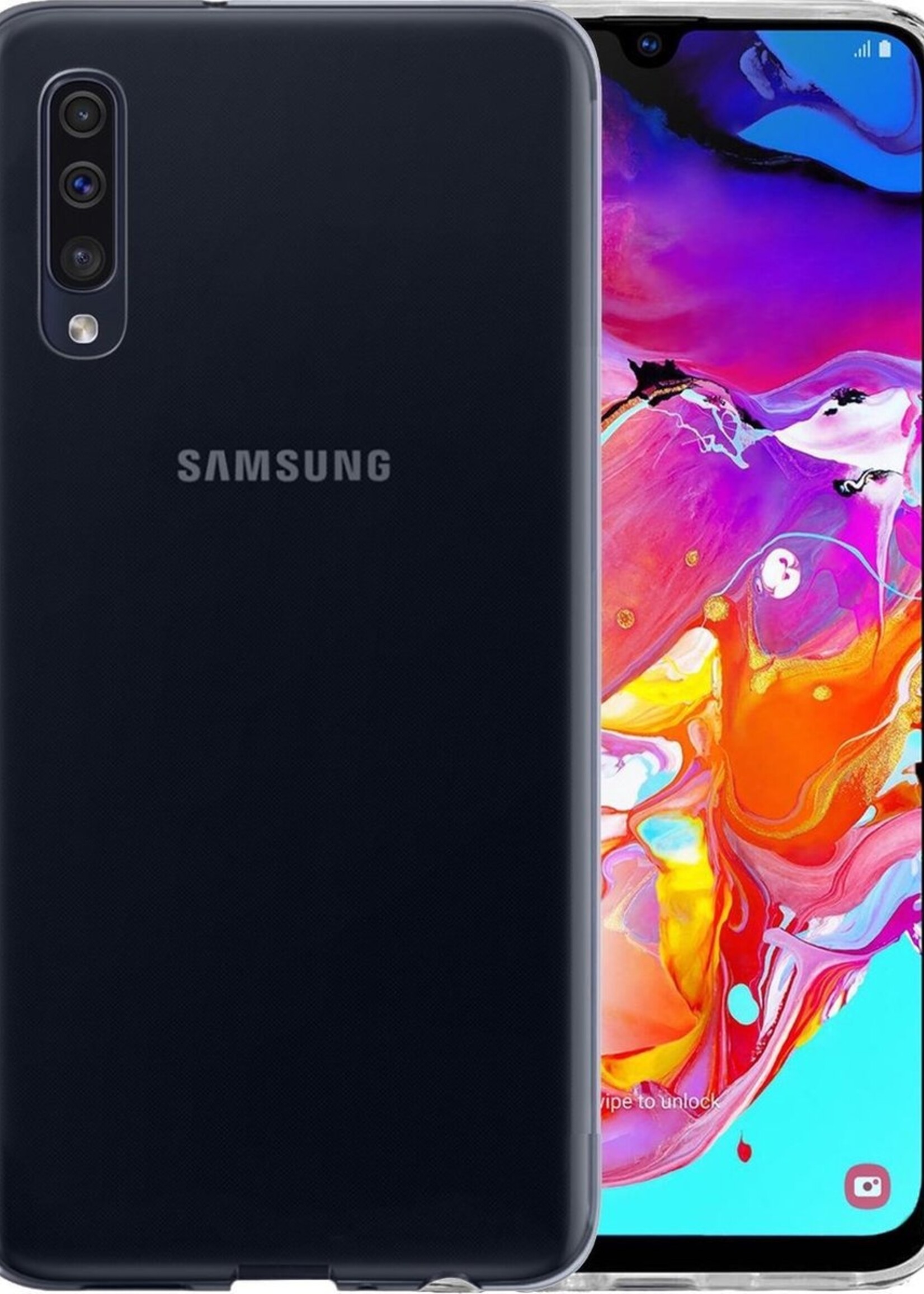 BTH Hoesje Geschikt voor Samsung A70 Hoesje Siliconen Case Hoes - Hoes Geschikt voor Samsung Galaxy A70 Hoes Cover Case - Transparant