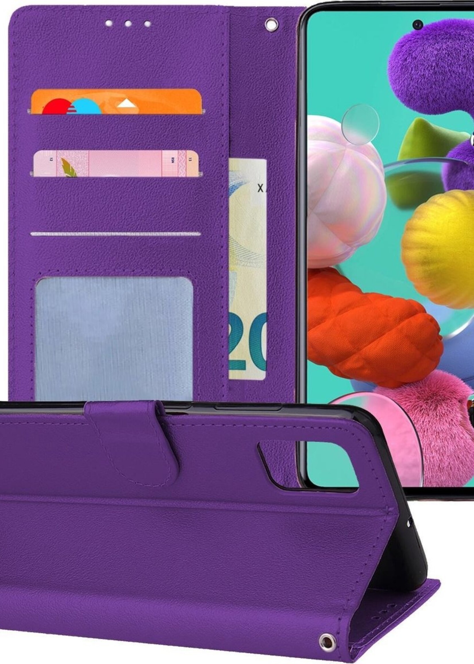 BTH Hoesje Geschikt voor Samsung A51 Hoesje Book Case Hoes Portemonnee Cover Walletcase - Hoes Geschikt voor Samsung Galaxy A51 Hoes Bookcase Hoesje - Paars