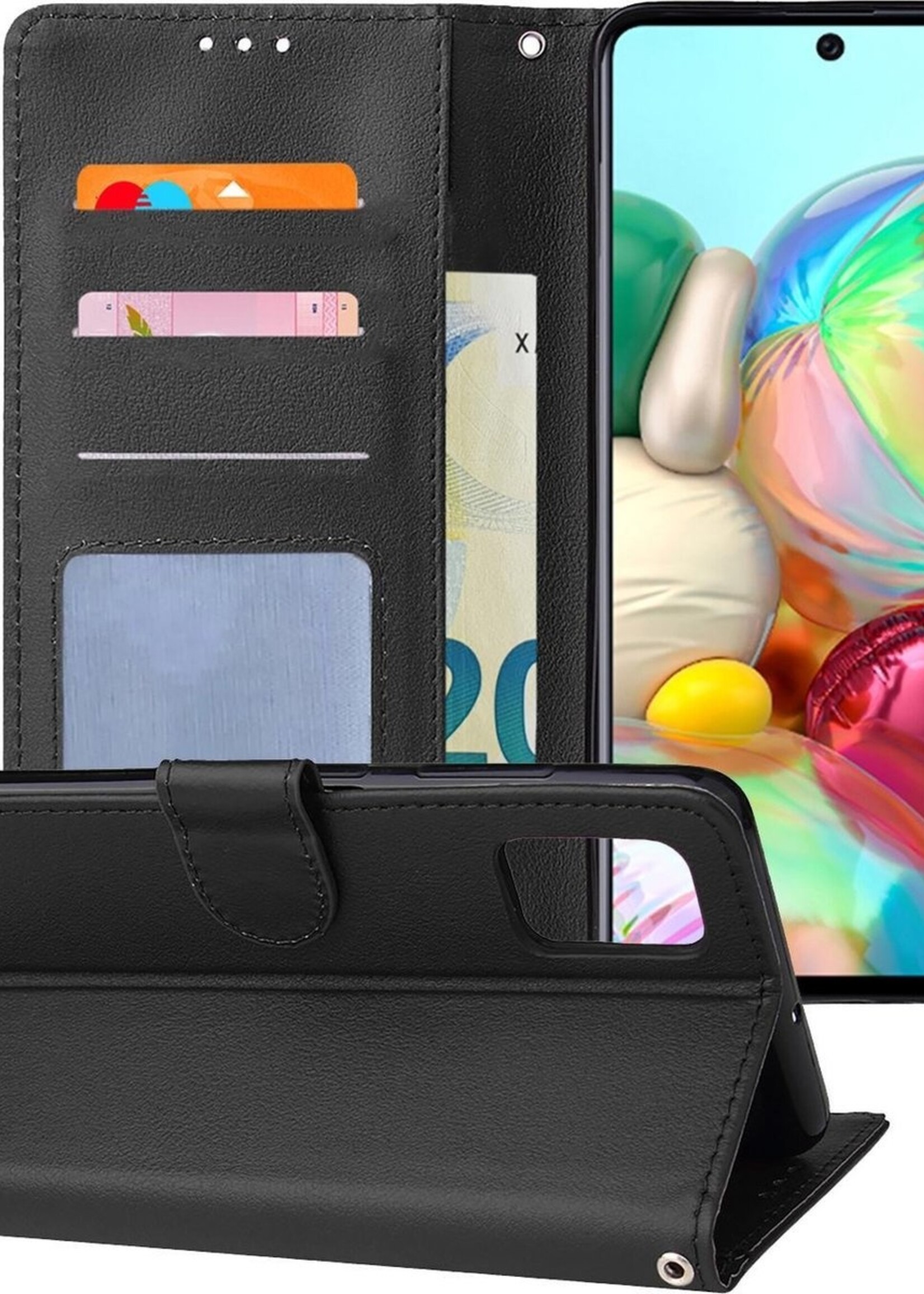 BTH Hoesje Geschikt voor Samsung A71 Hoesje Book Case Hoes Portemonnee Cover Walletcase - Hoes Geschikt voor Samsung Galaxy A71 Hoes Bookcase Hoesje - Zwart